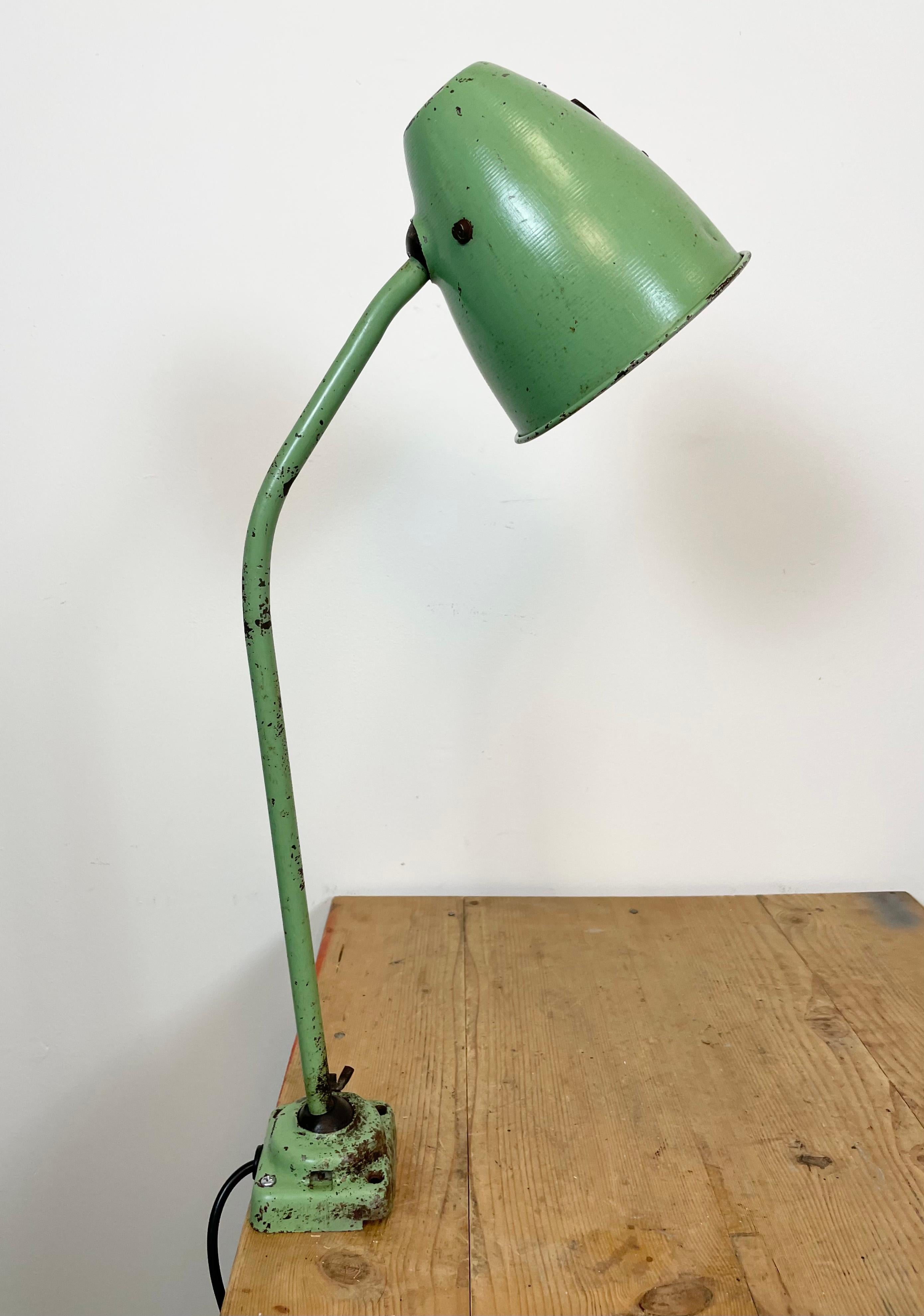 Czech Industrial Green Table Lamp, 1960s For Sale