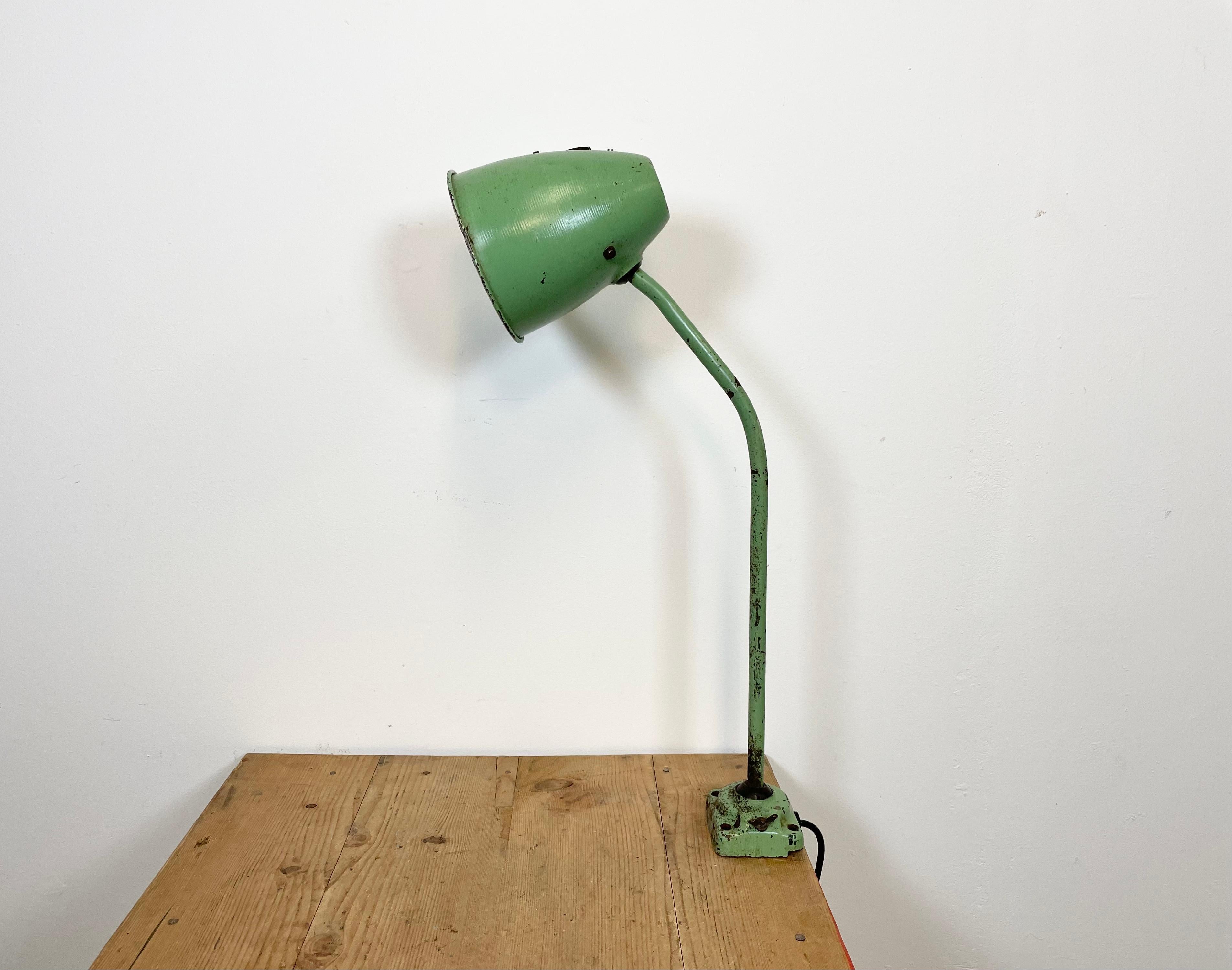 Painted Industrial Green Table Lamp, 1960s For Sale