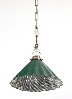 Industrial Green Wavy X-Ray Mercury Glass Pendant Light 10 in. Dia.