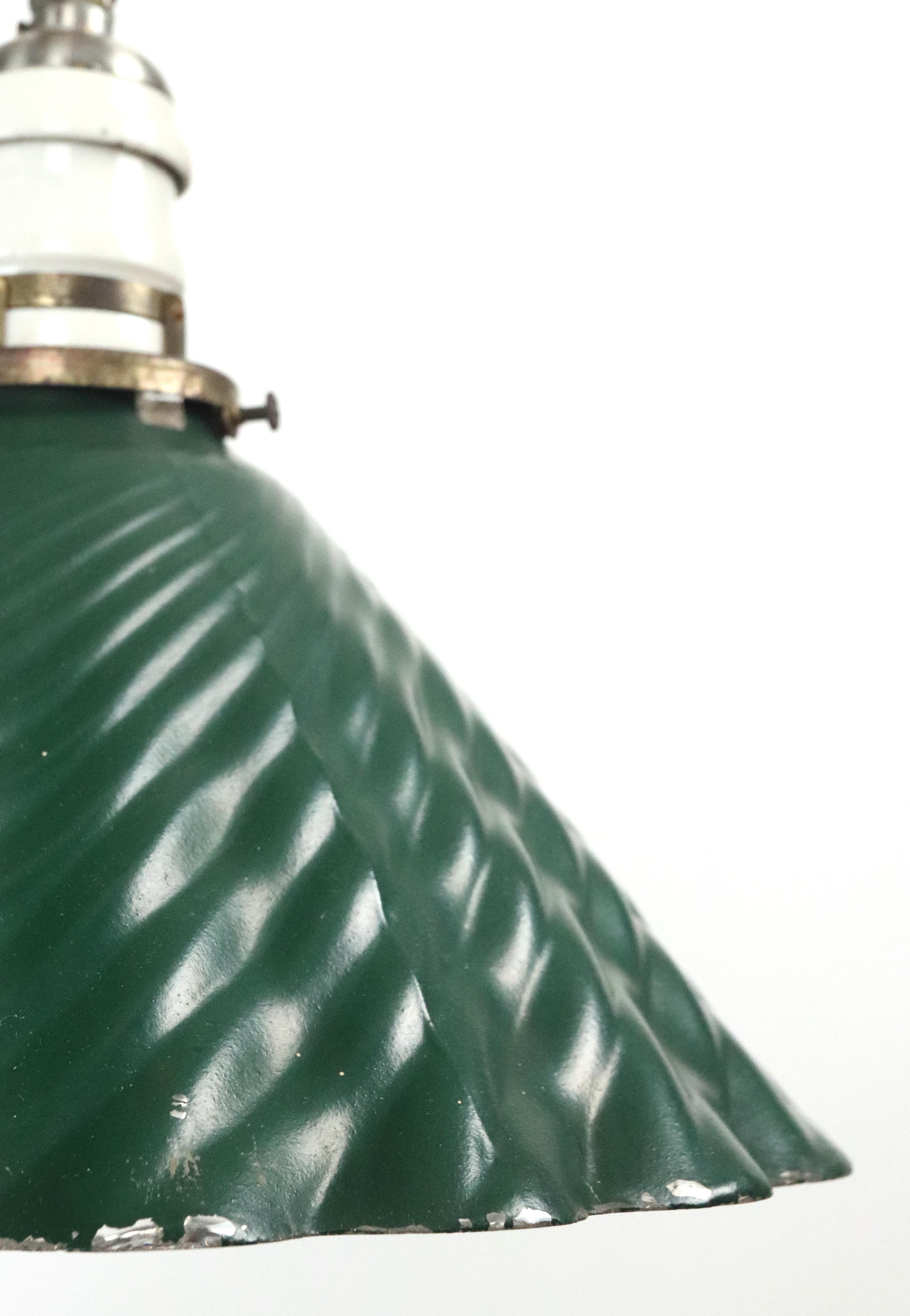 20th Century Industrial Green Wavy X-Ray Mercury Glass Pendant Light 10 in. Dia. For Sale