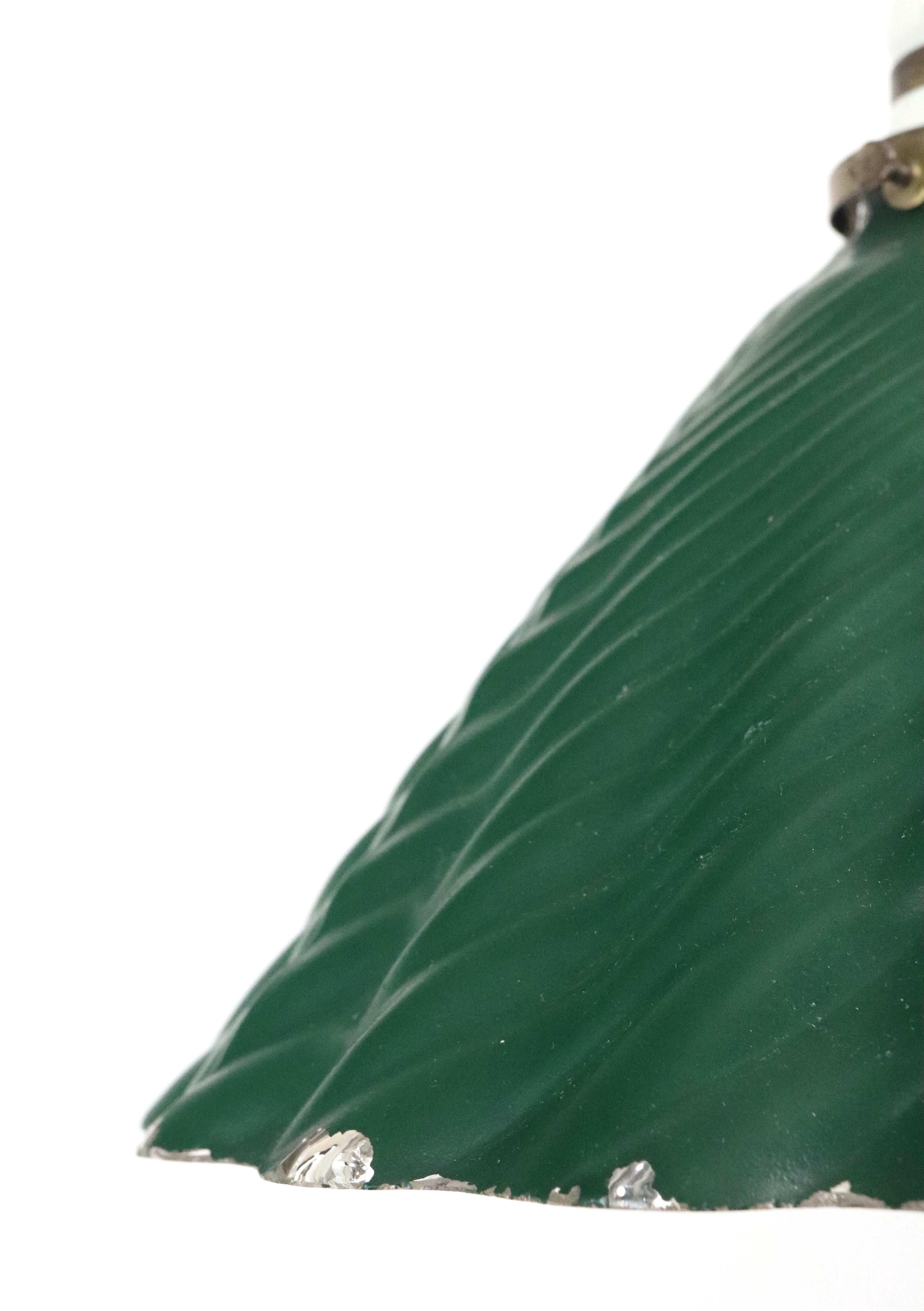 Industrial Green Wavy X-Ray Mercury Glass Pendant Light 10 in. Dia. For Sale 2