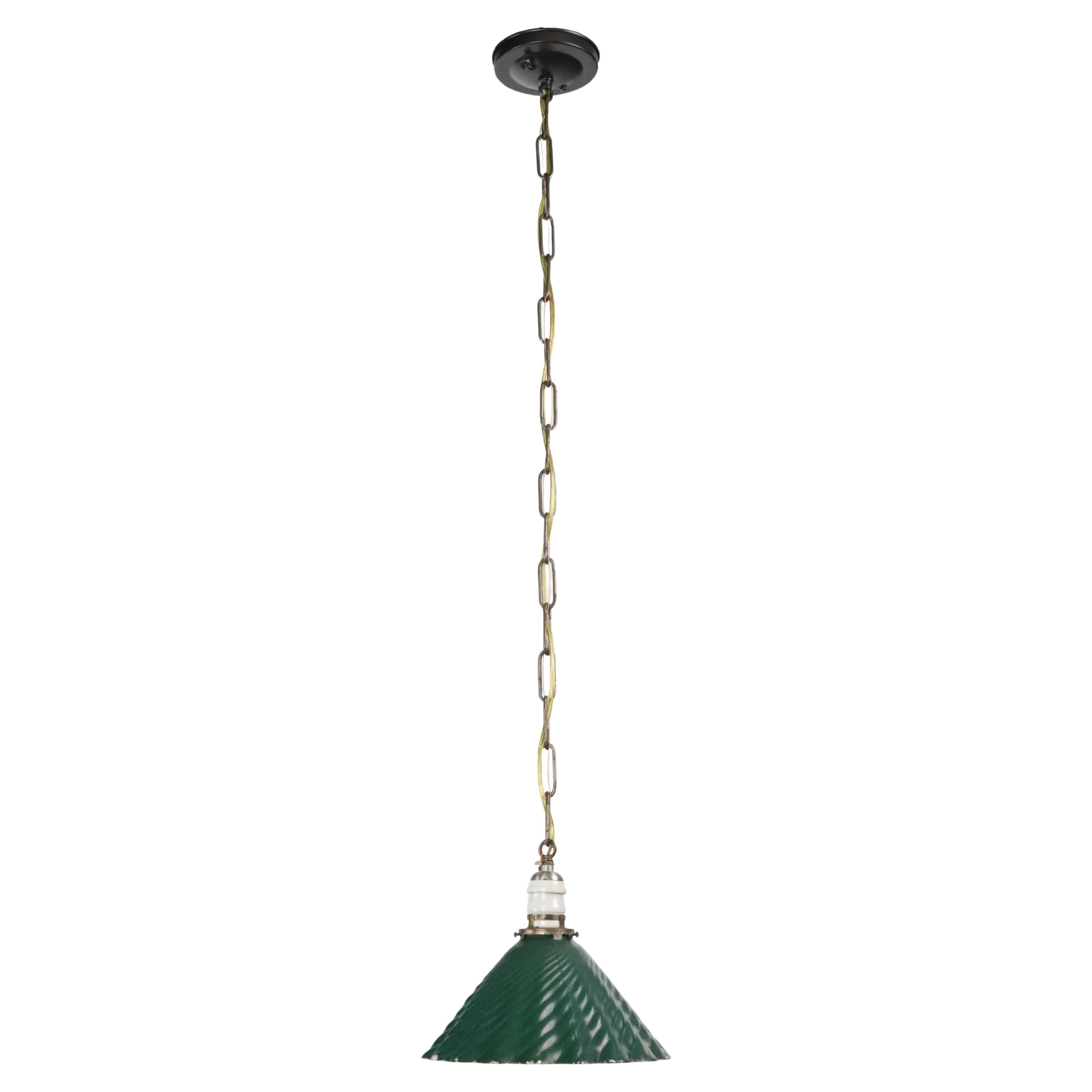 Industrial Green Wavy X-Ray Mercury Glass Pendant Light 10 in. Dia. For Sale