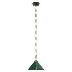Antique Industrial Green Wavy X-Ray Mercury Glass Pendant Light 10 in. Dia.
