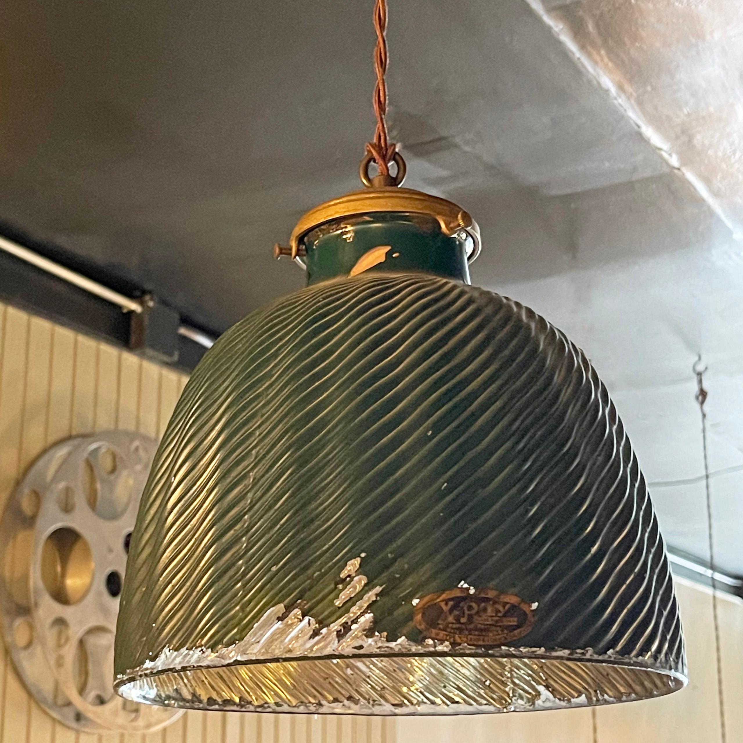 American Industrial Green X-Ray Mercury Glass Pendant Light For Sale