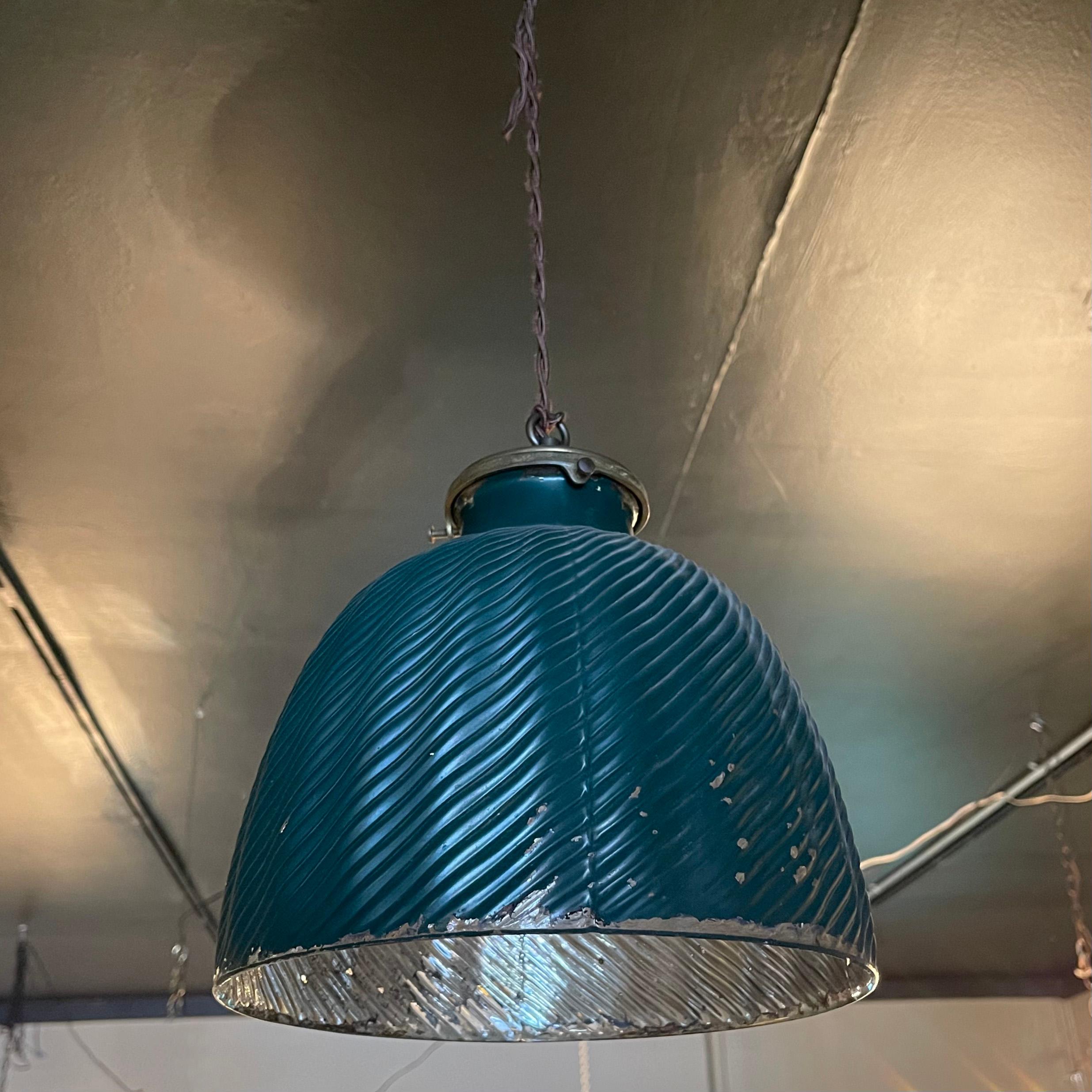 20th Century Industrial Green X-Ray Mercury Glass Pendant Light For Sale