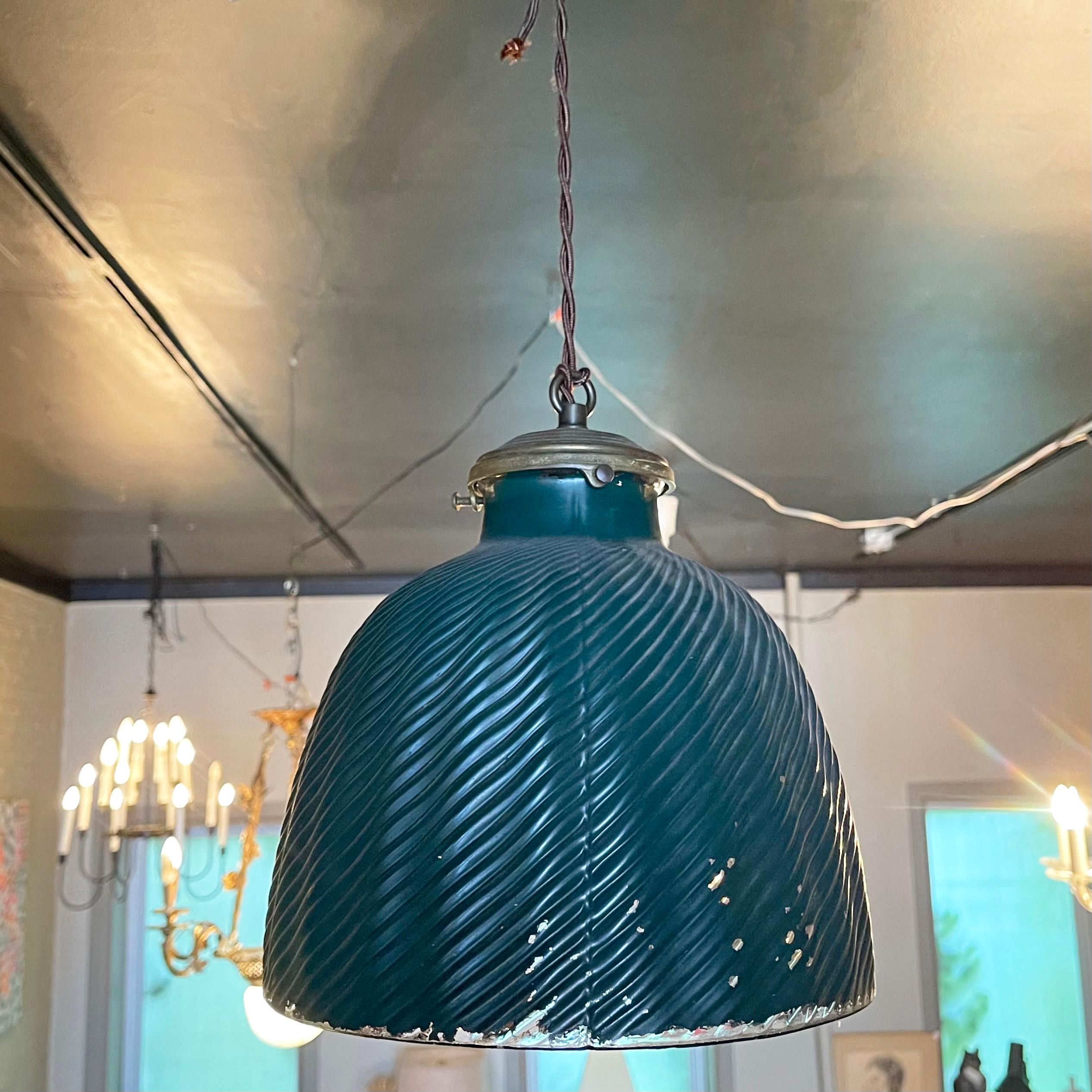 Industrial Green X-Ray Mercury Glass Pendant Light For Sale 3