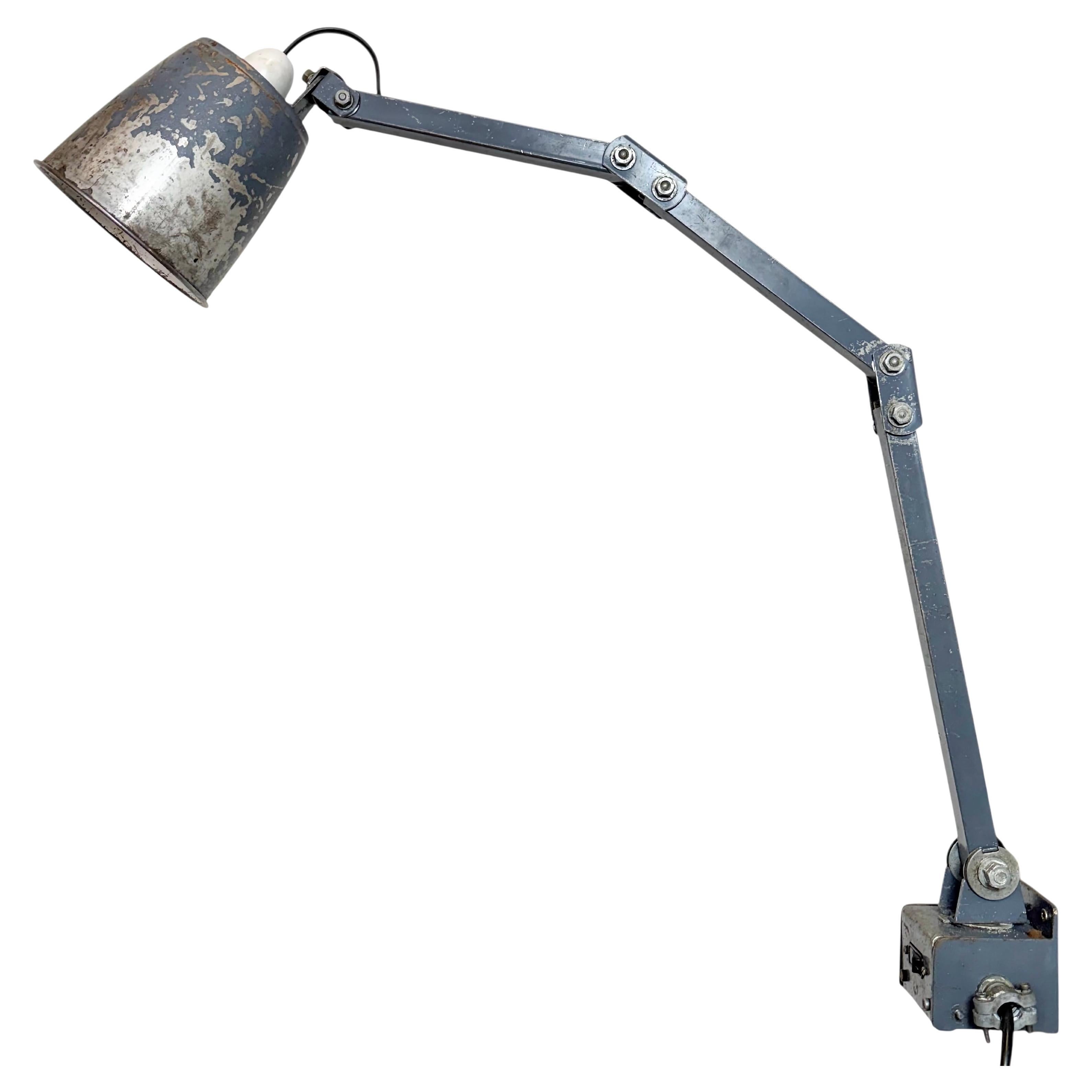Industrial Grey Adjustable Wall Lamp from Memlite, 1960s