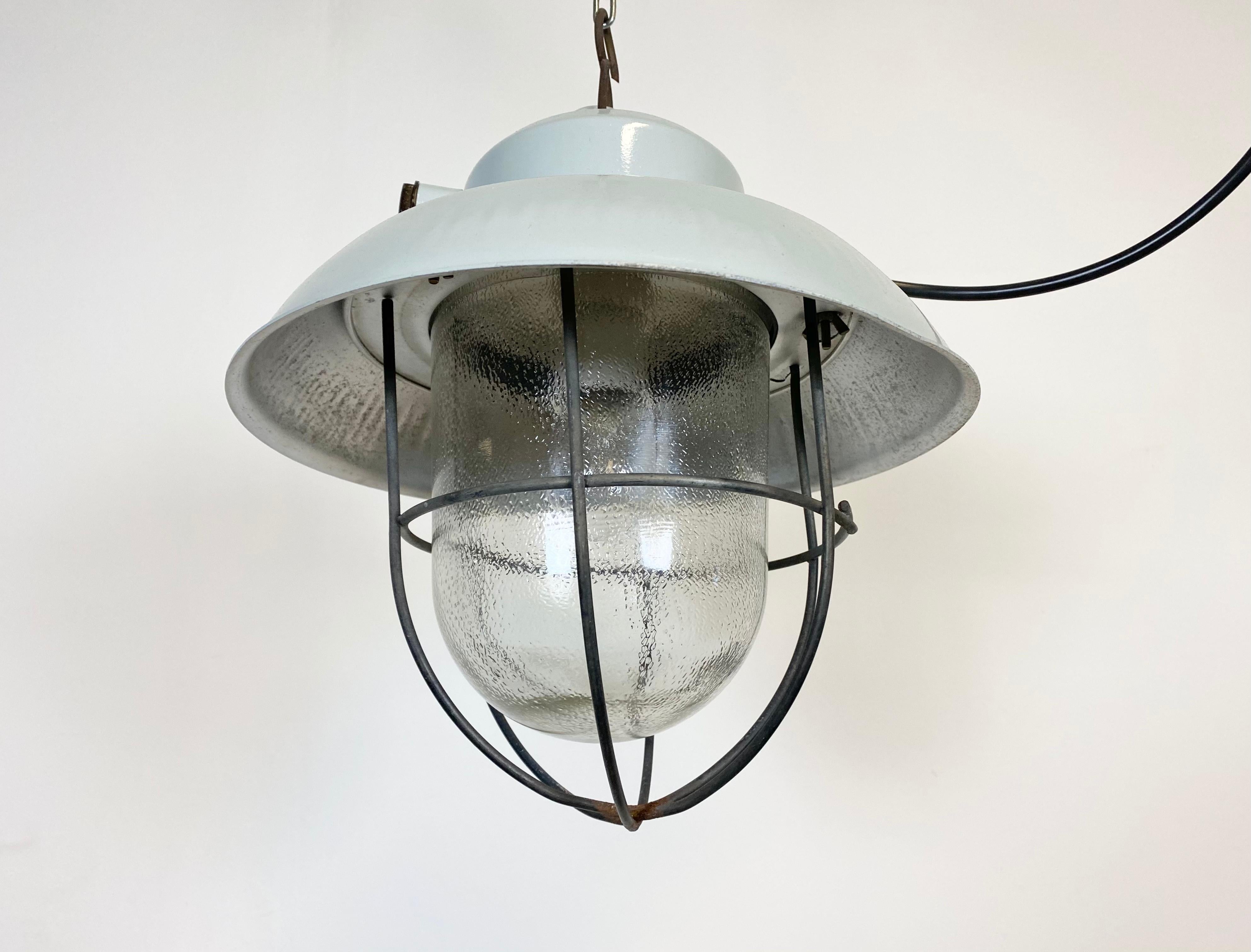 Industrial Grey Aluminum Hanging Light, 1960s 1