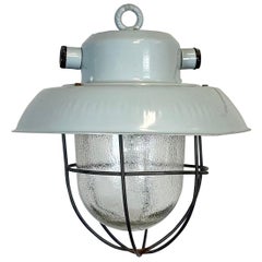 Industrial Grey Aluminum Hanging Light, 1960s