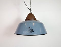 Industrial Grey Enamel and Cast Iron Pendant Light, 1960s