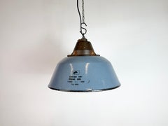 Industrial Grey Enamel and Cast Iron Pendant Light, 1960s