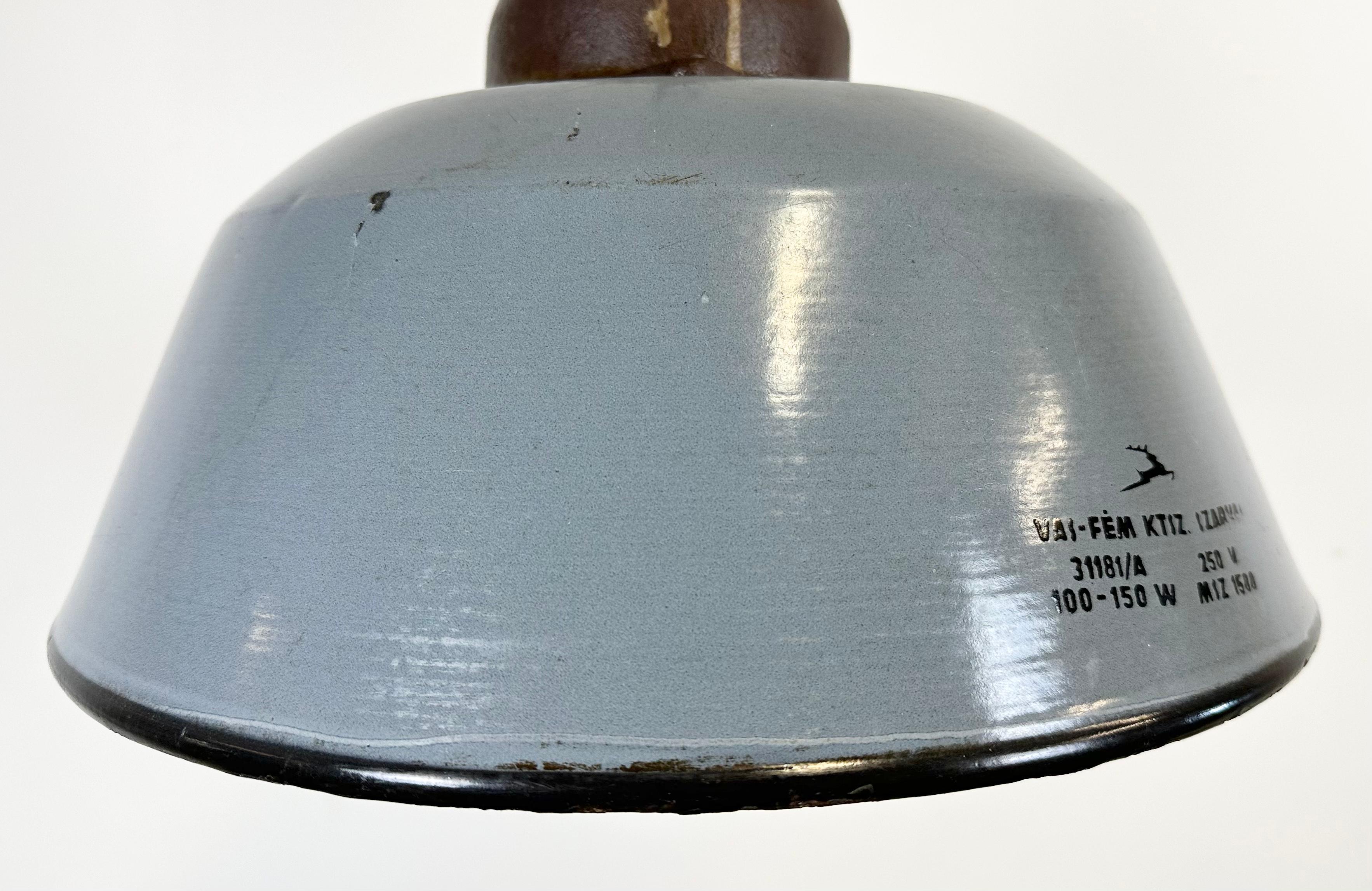 20th Century Industrial Grey Enamel and Cast Iron Pendant Light, 1960s
