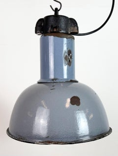 Industrial Grey Enamel Bauhaus Pendant Lamp, 1930s