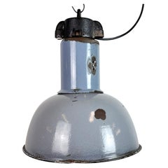 Industrial Grey Enamel Bauhaus Pendant Lamp, 1930s