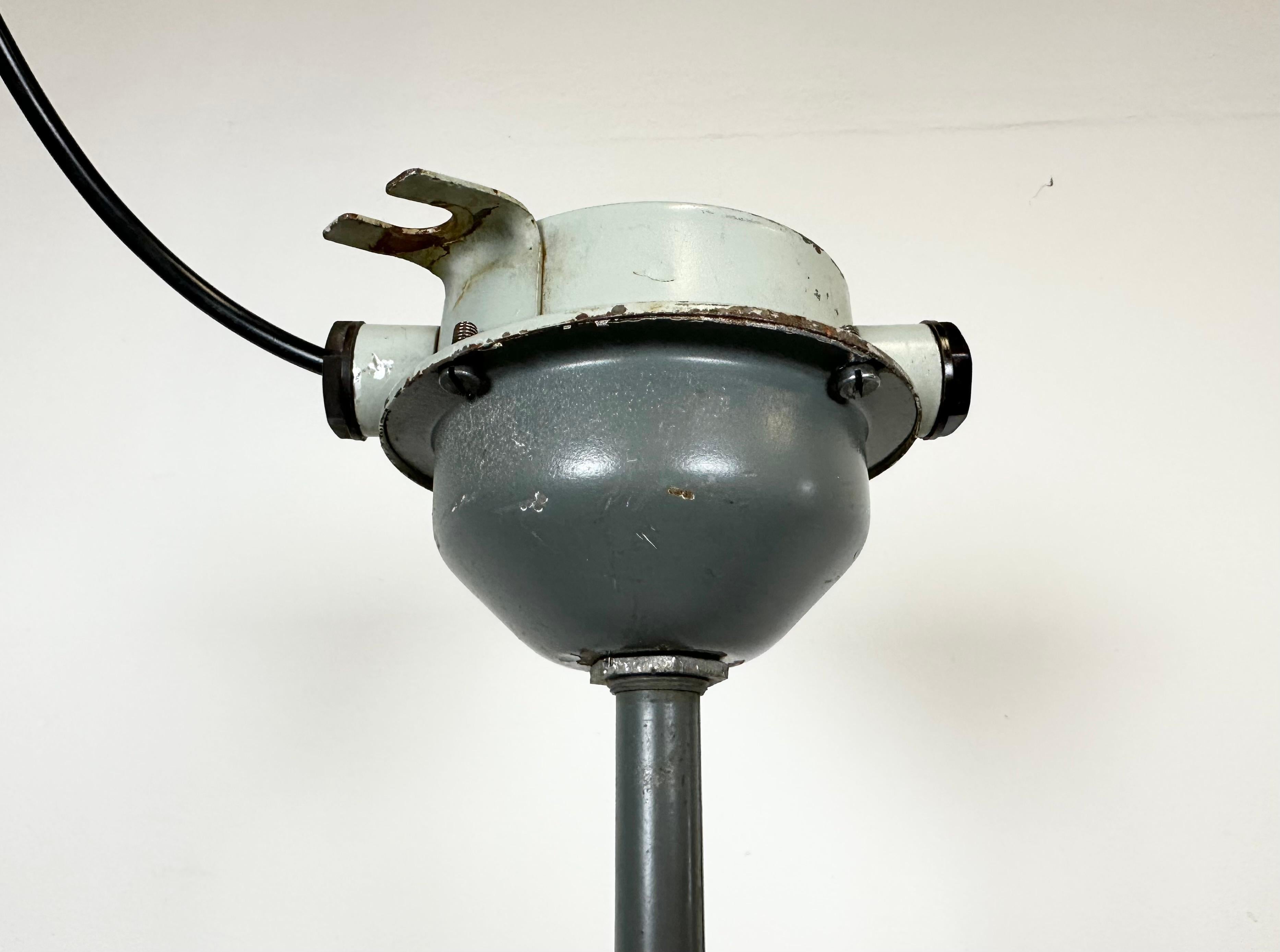 Czech Industrial Grey Enamel Ceiling Lamp from Elektrosvit, 1950s For Sale