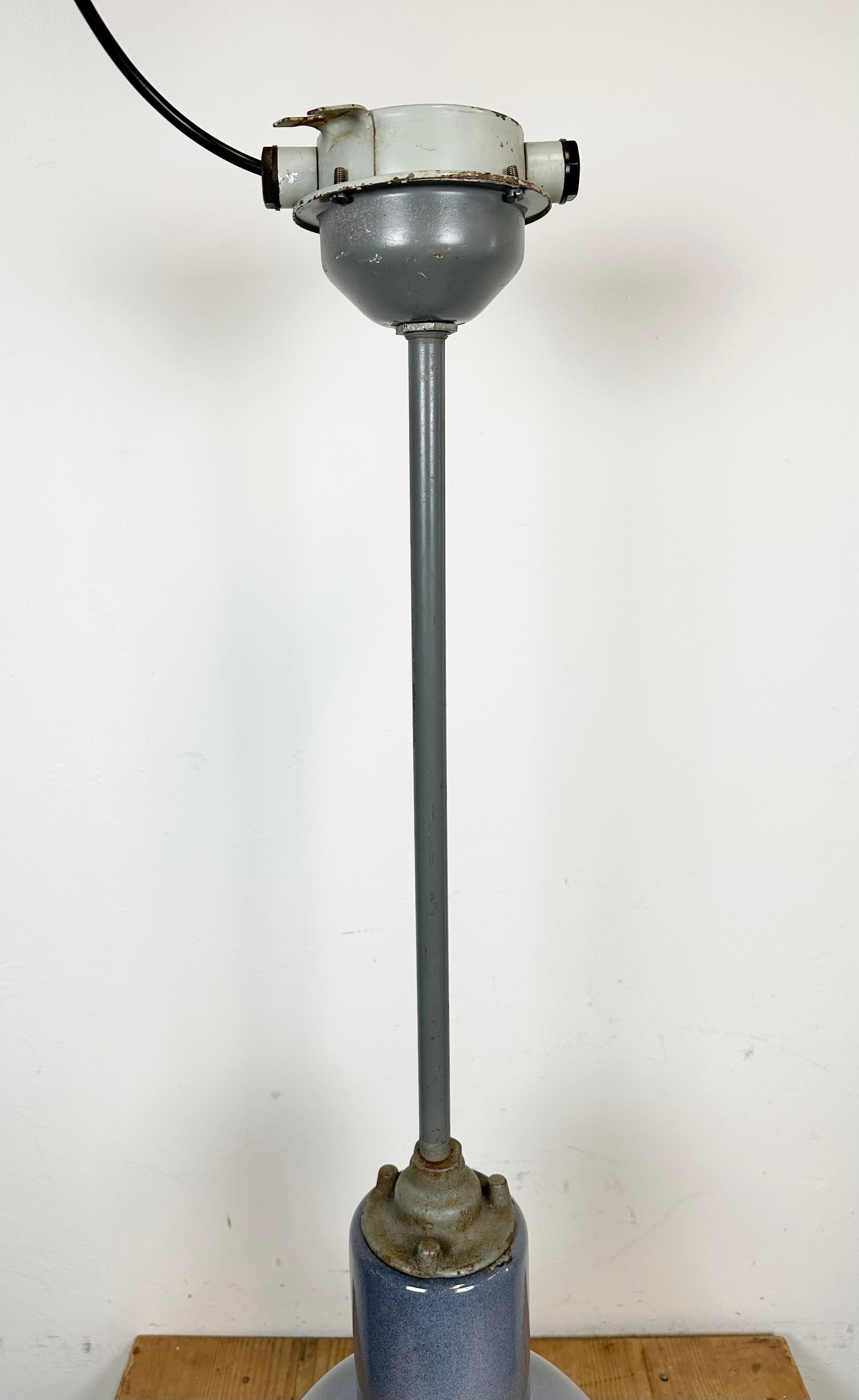 20th Century Industrial Grey Enamel Ceiling Lamp from Elektrosvit, 1950s For Sale
