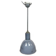 Industrial Grey Enamel Ceiling Lamp from Elektrosvit, 1950s