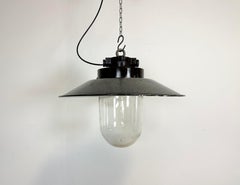 Lámpara colgante industrial de fábrica de esmalte gris, años 60