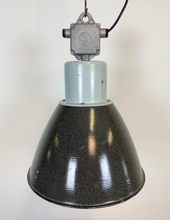 Industrial Grey Enamel Factory Lamp, 1960s