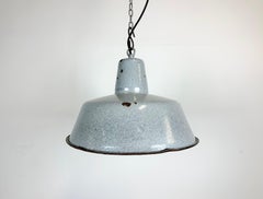 Industrial Grey Enamel Factory Lamp Pendant, 1960s