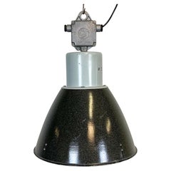 Industrial Grey Enamel Factory Lamp, 1960s