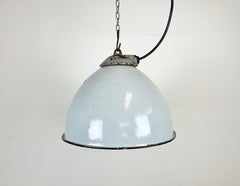 Industrial Grey Enamel Factory Lamp with Cast Iron Top from Zaos, 1960s