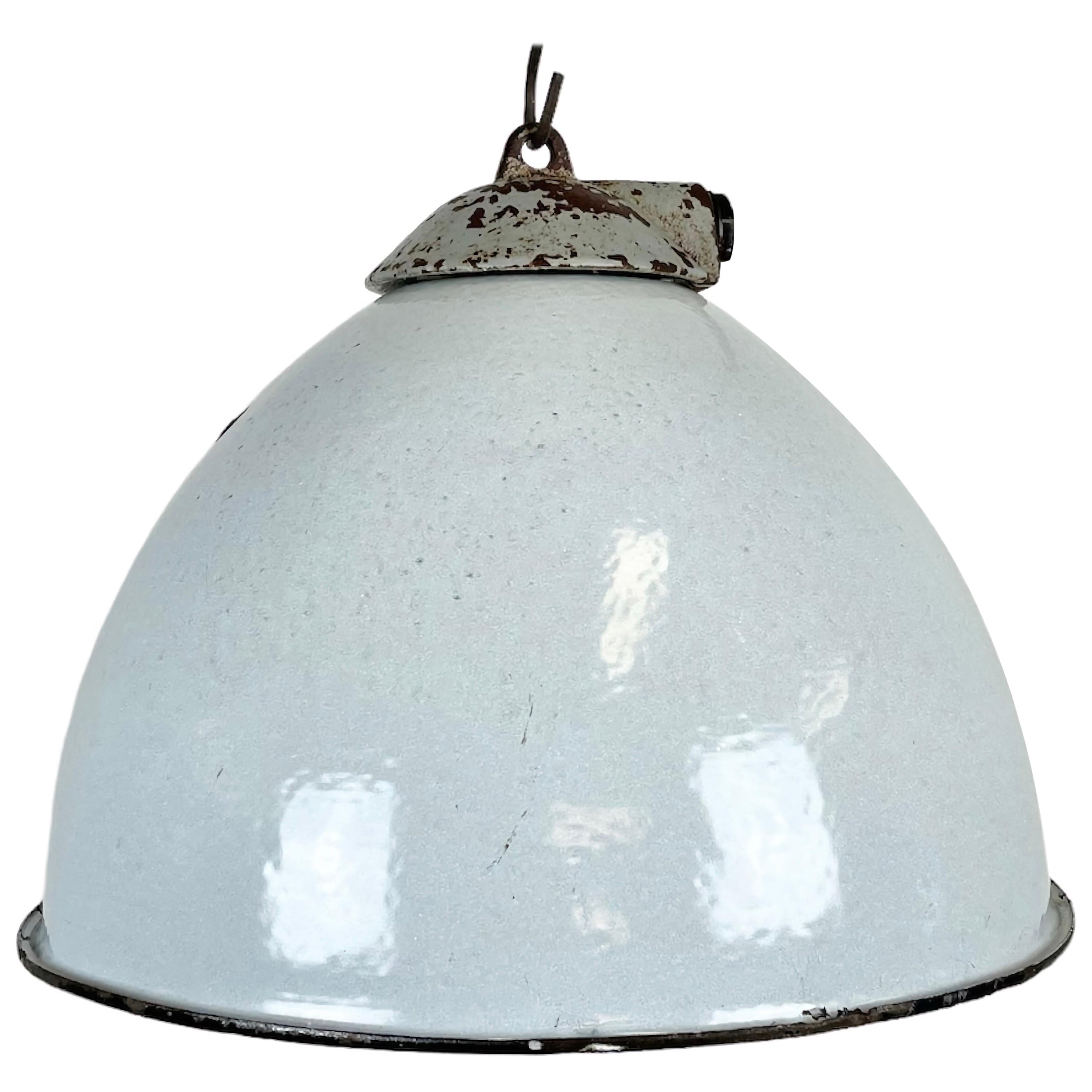 Lampada industriale da fabbrica in smalto grigio con piano in ghisa di Zaos, anni '60