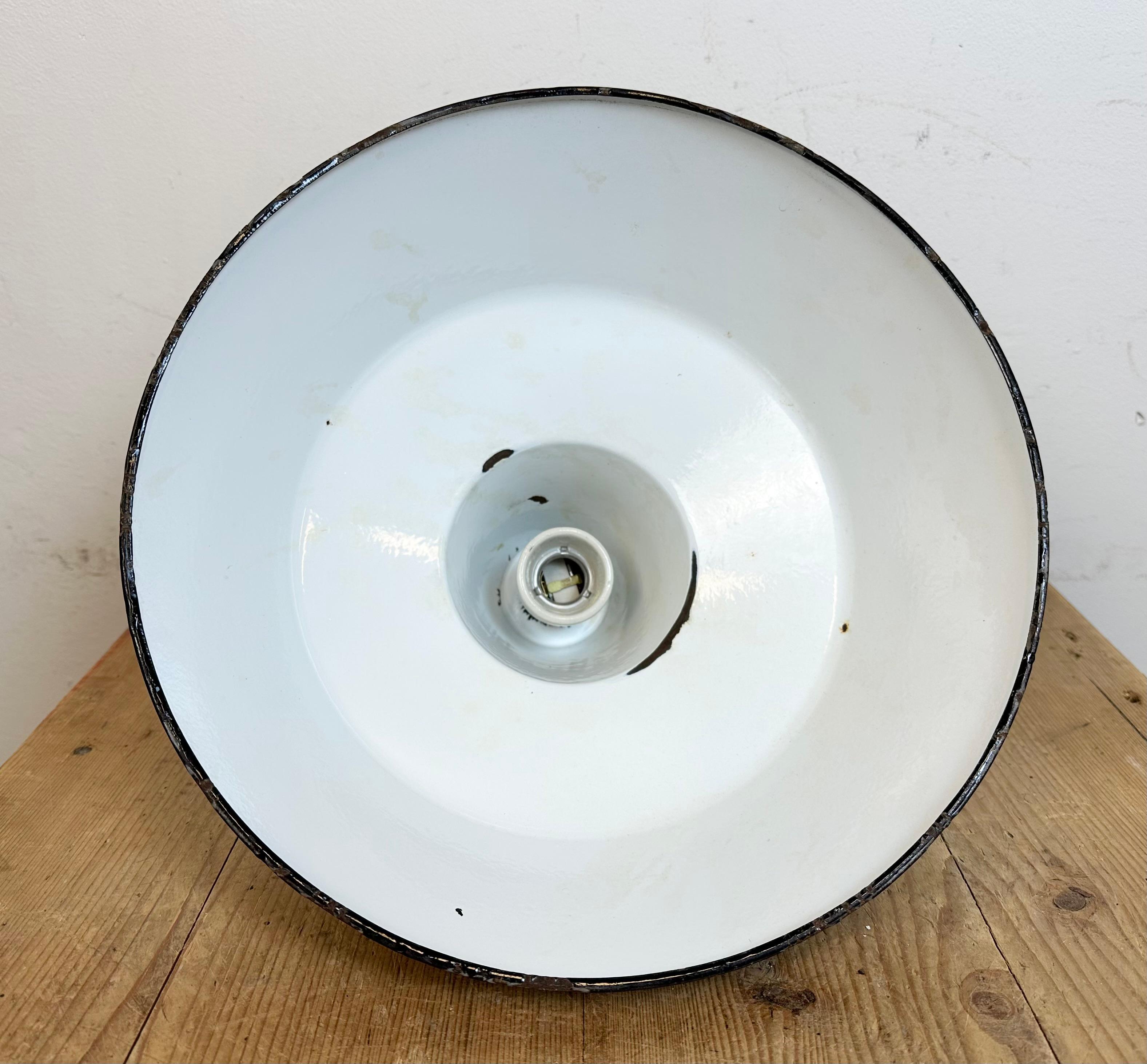 Industrial Grey Enamel Factory Pendant Lamp, 1960s For Sale 12