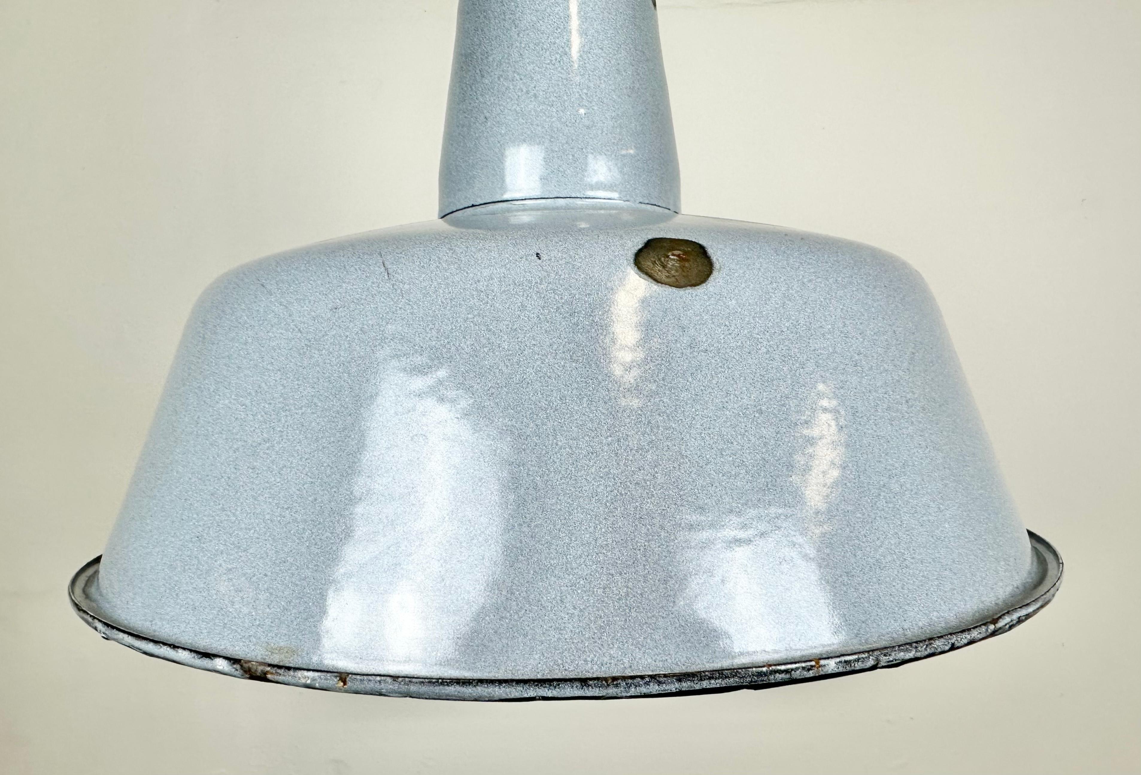 20th Century Industrial Grey Enamel Factory Pendant Lamp, 1960s For Sale