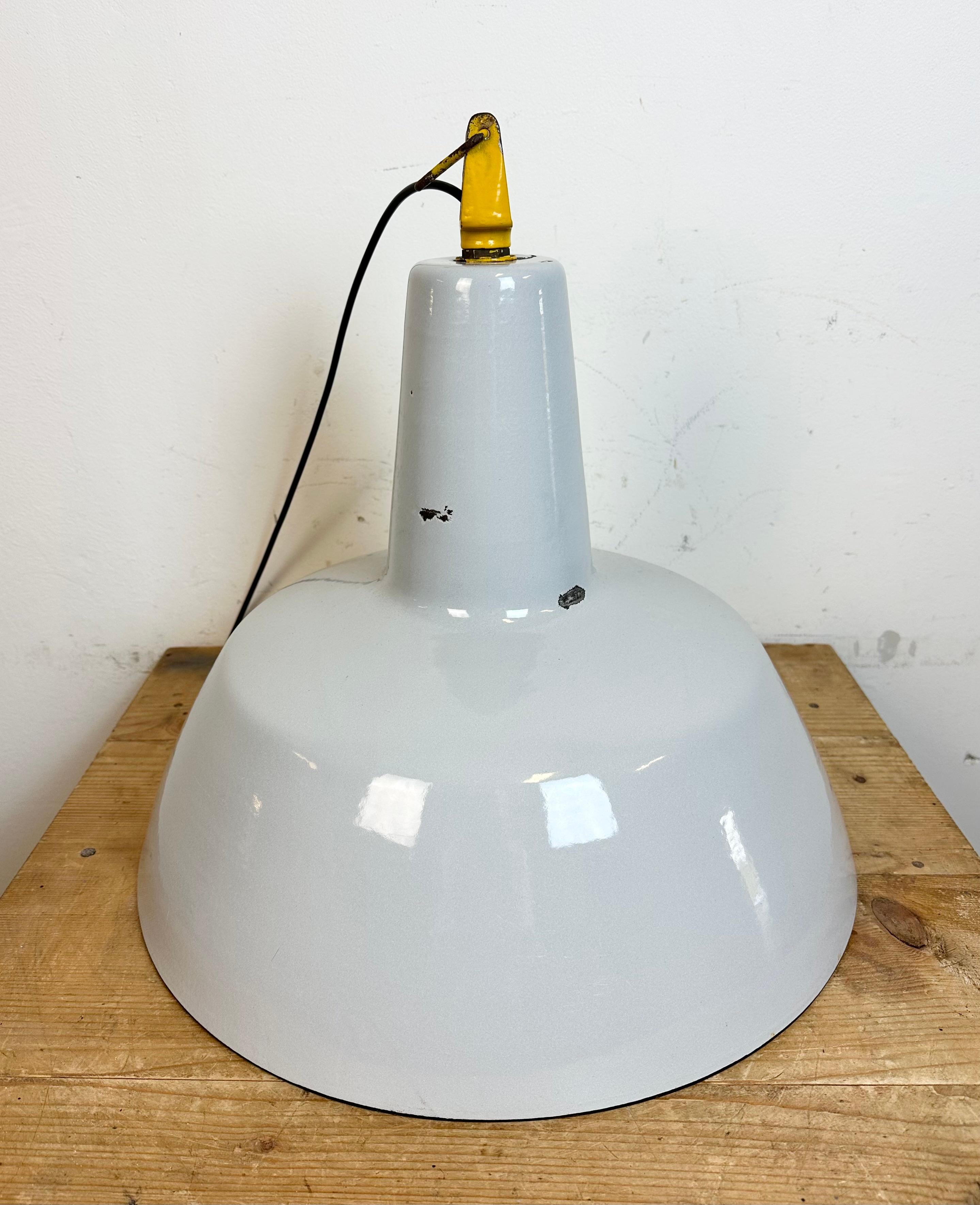 Industrial Grey Enamel Factory Pendant Lamp from Philips, 1960s For Sale 9