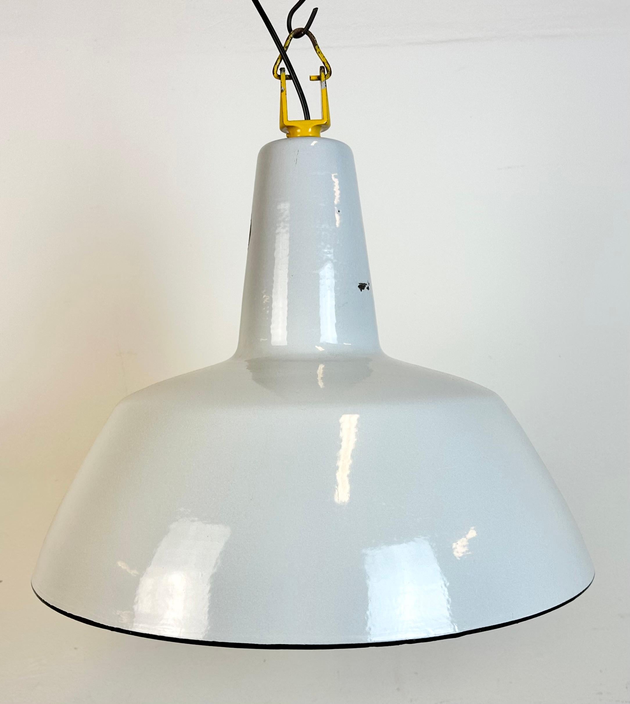 Dutch Industrial Grey Enamel Factory Pendant Lamp from Philips, 1960s For Sale
