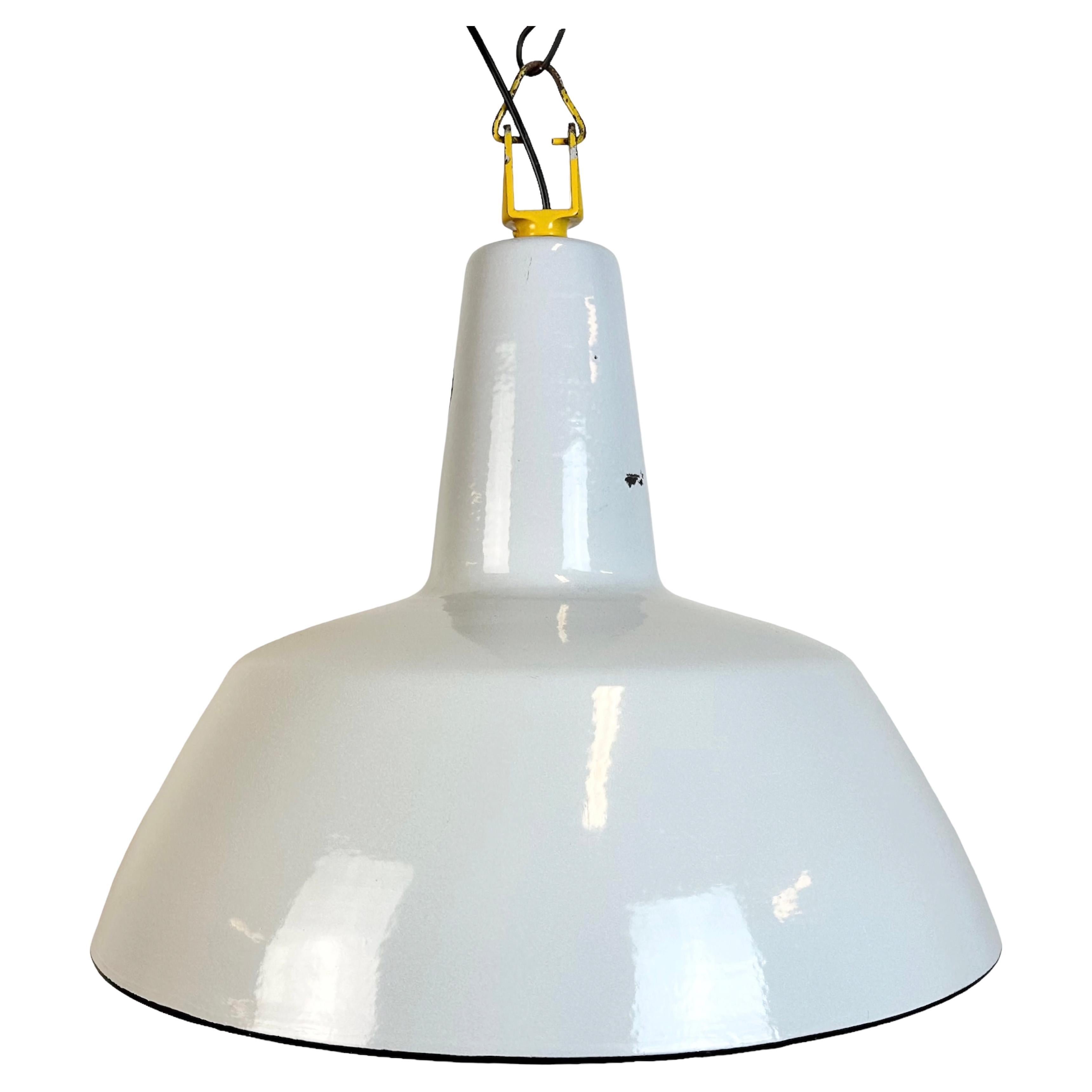 Industrial Grey Enamel Factory Pendant Lamp from Philips, 1960s For Sale