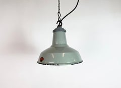 Industrielle graue Emaille-Fabrik-Pendelleuchte aus Thorlux, 1960er Jahre