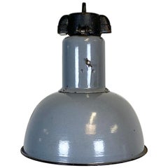 Industrial Grey Enamel Hanging Bauhaus Lamp, 1930s