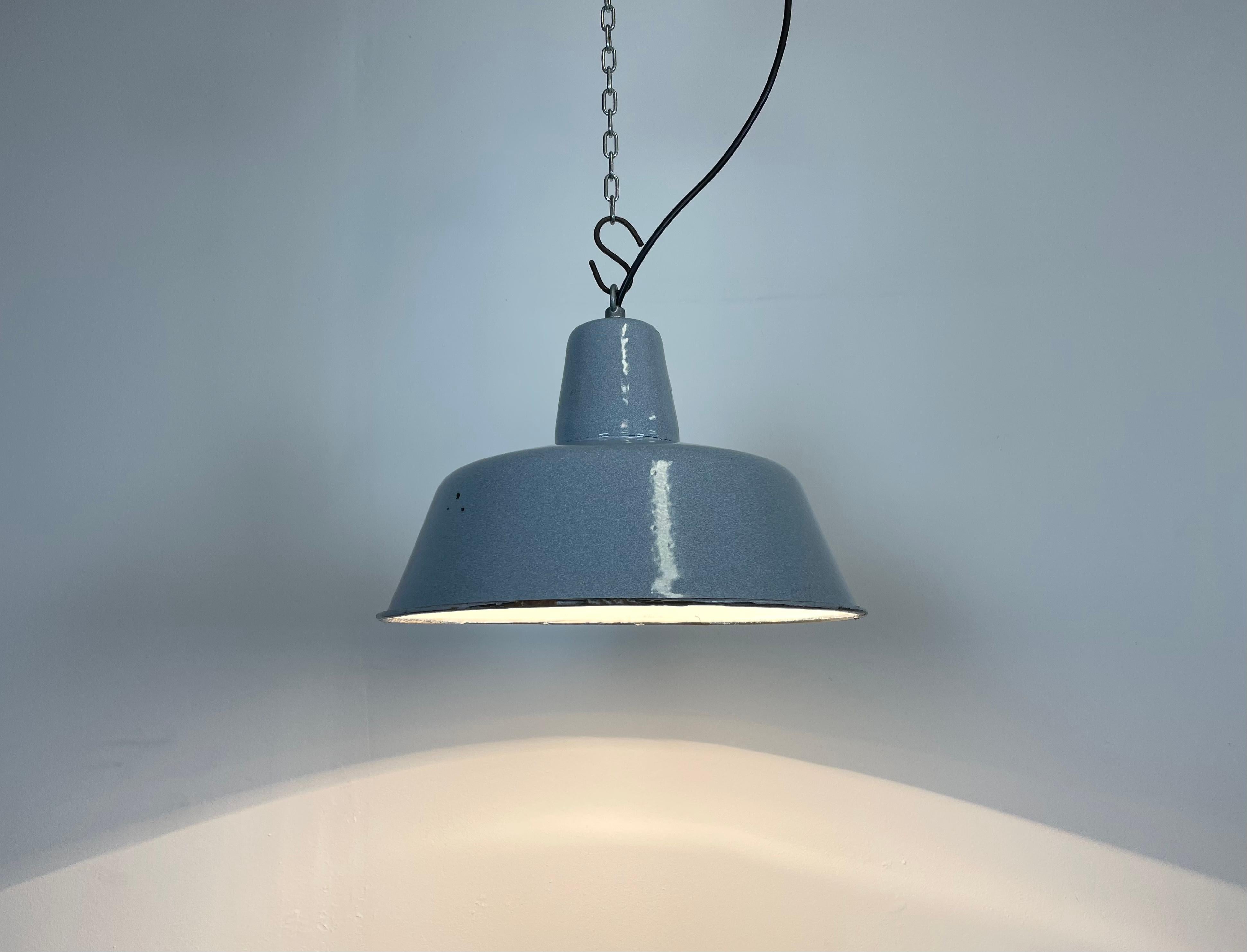 Industrial Grey Enamel Pendant Lamp, 1960s 6