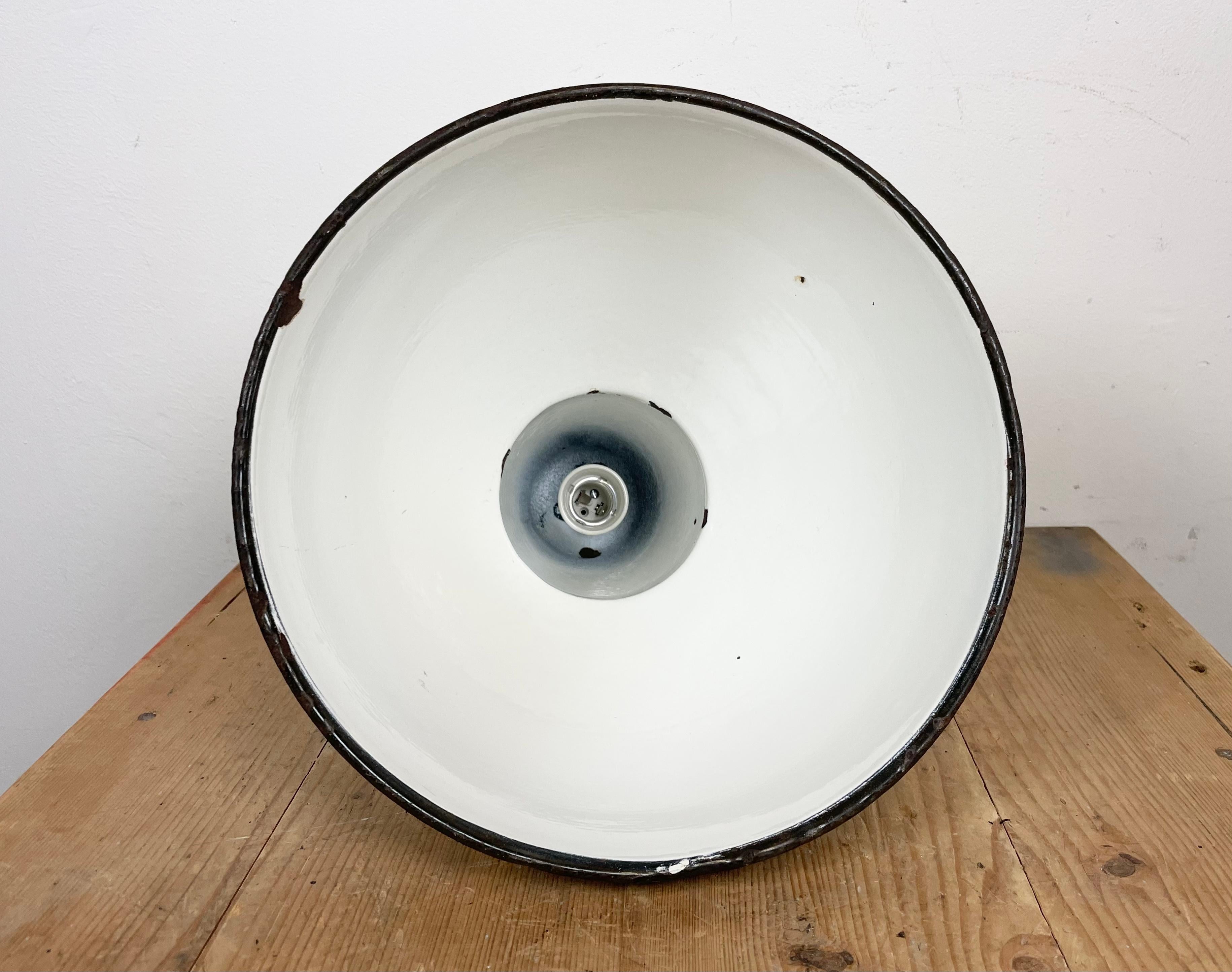 Industrial Grey Enamel Pendant Lamp, 1960s For Sale 7