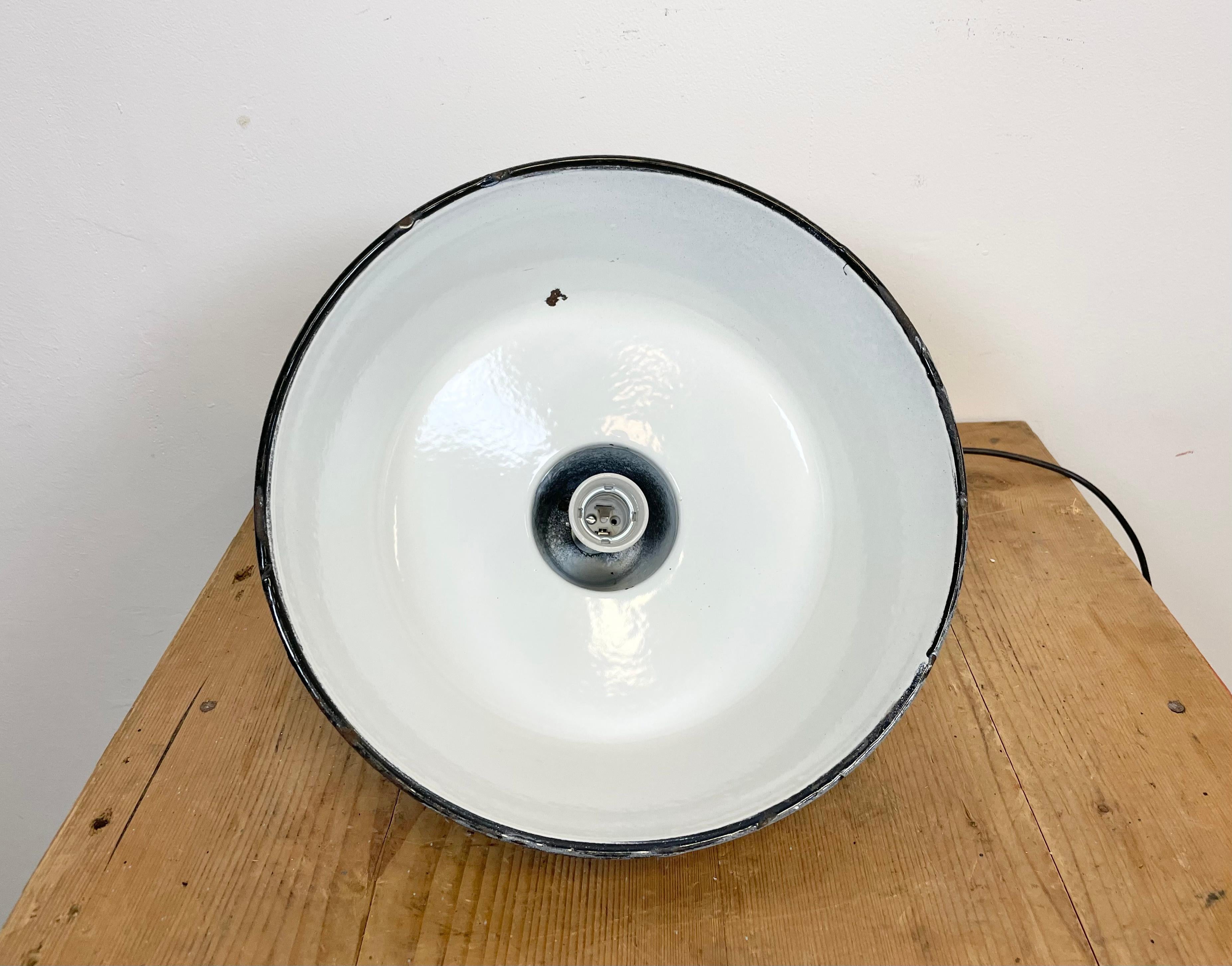 Industrial Grey Enamel Pendant Lamp, 1960s 9