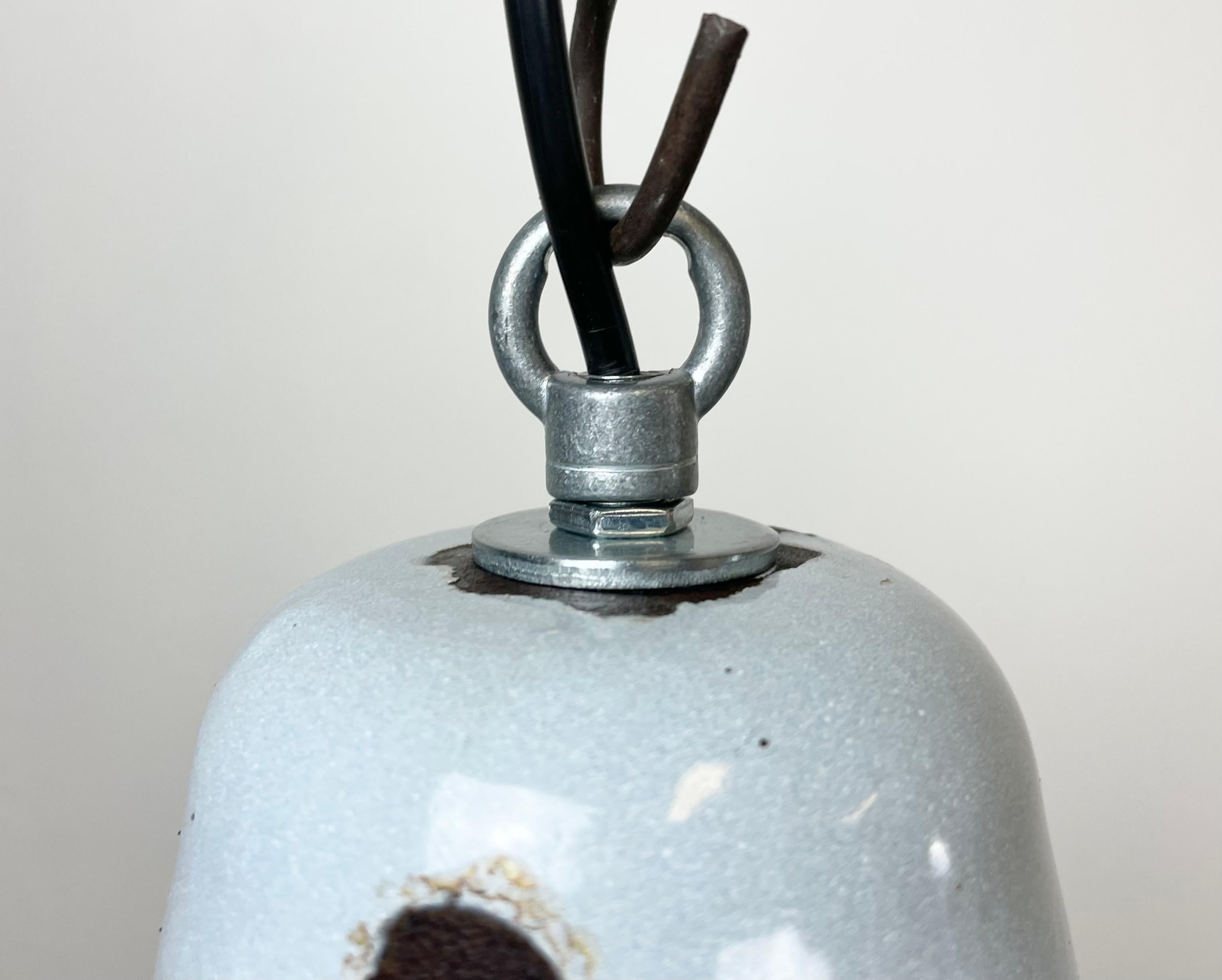20th Century Industrial Grey Enamel Pendant Lamp, 1960s For Sale