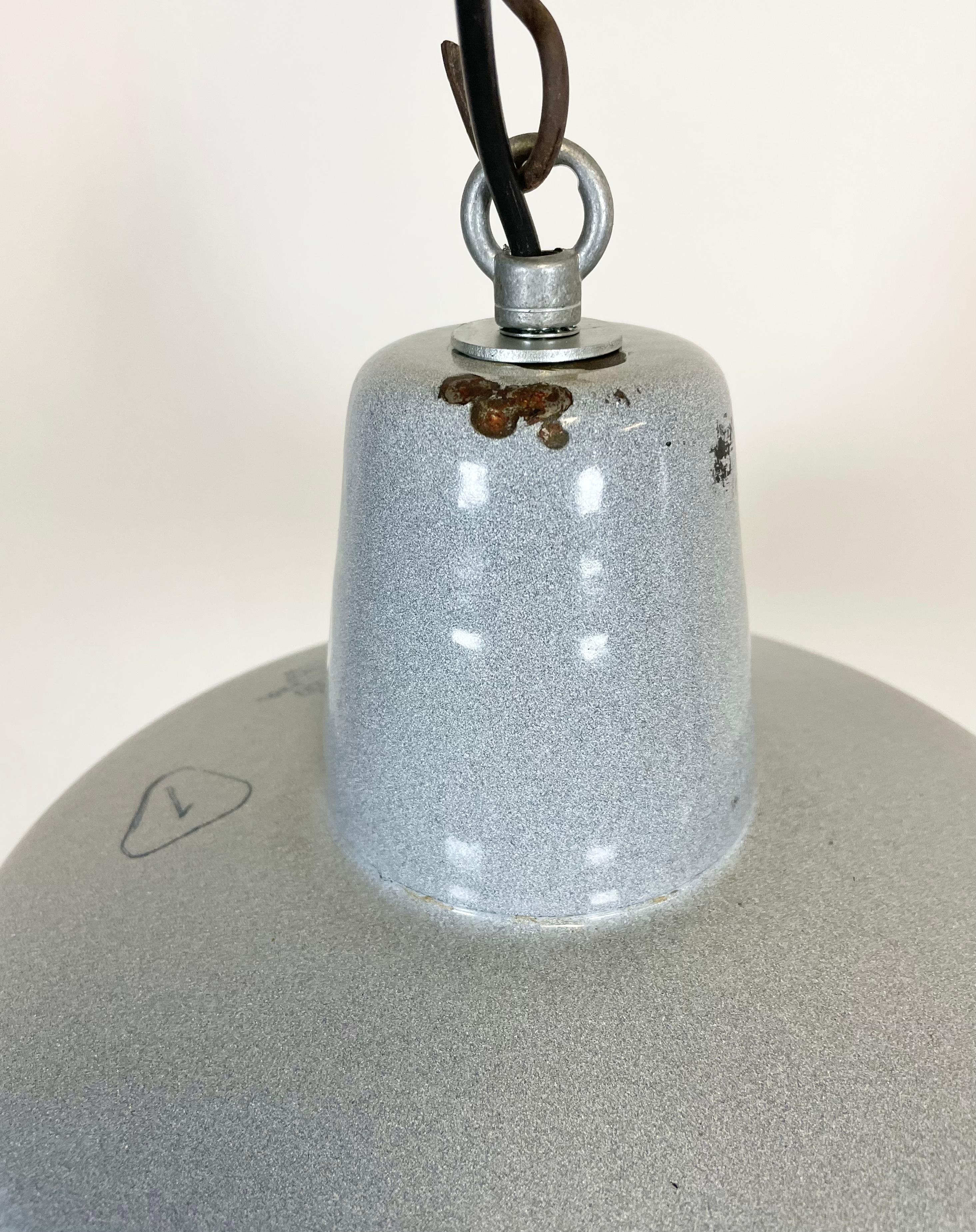 Industrial Grey Enamel Pendant Lamp, 1960s 1