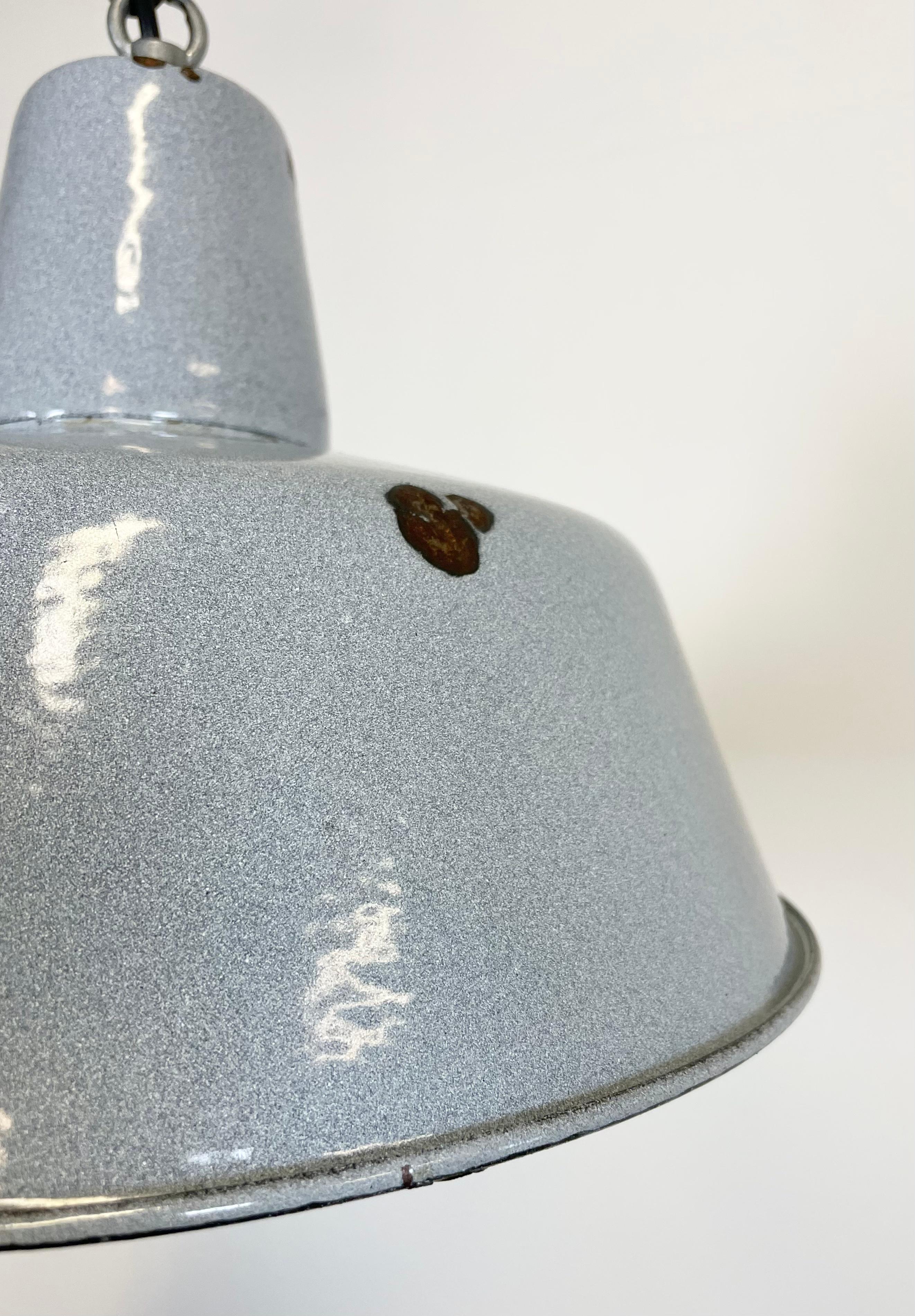 Industrial Grey Enamel Pendant Lamp, 1960s 3