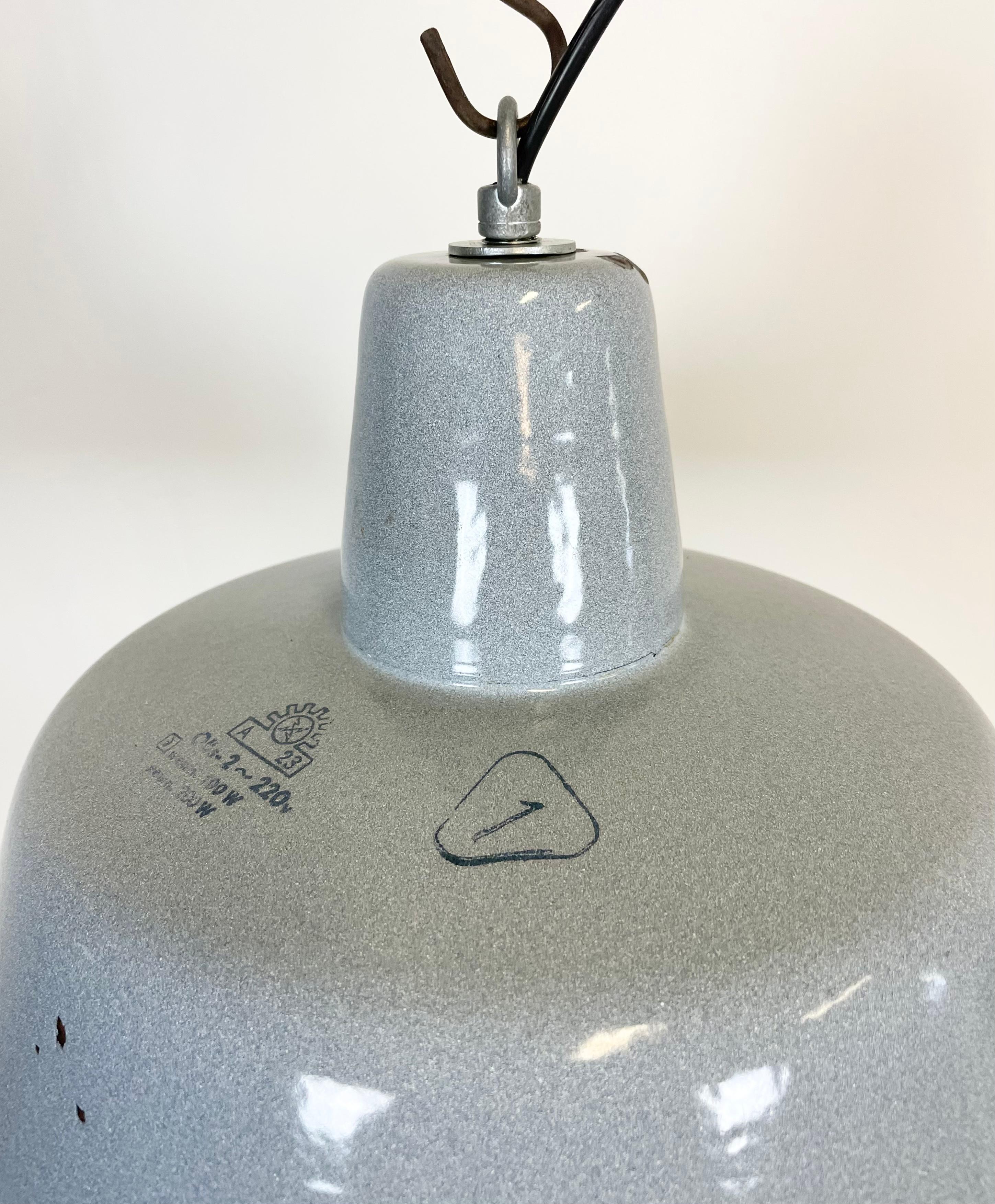 Industrial Grey Enamel Pendant Lamp, 1960s 4