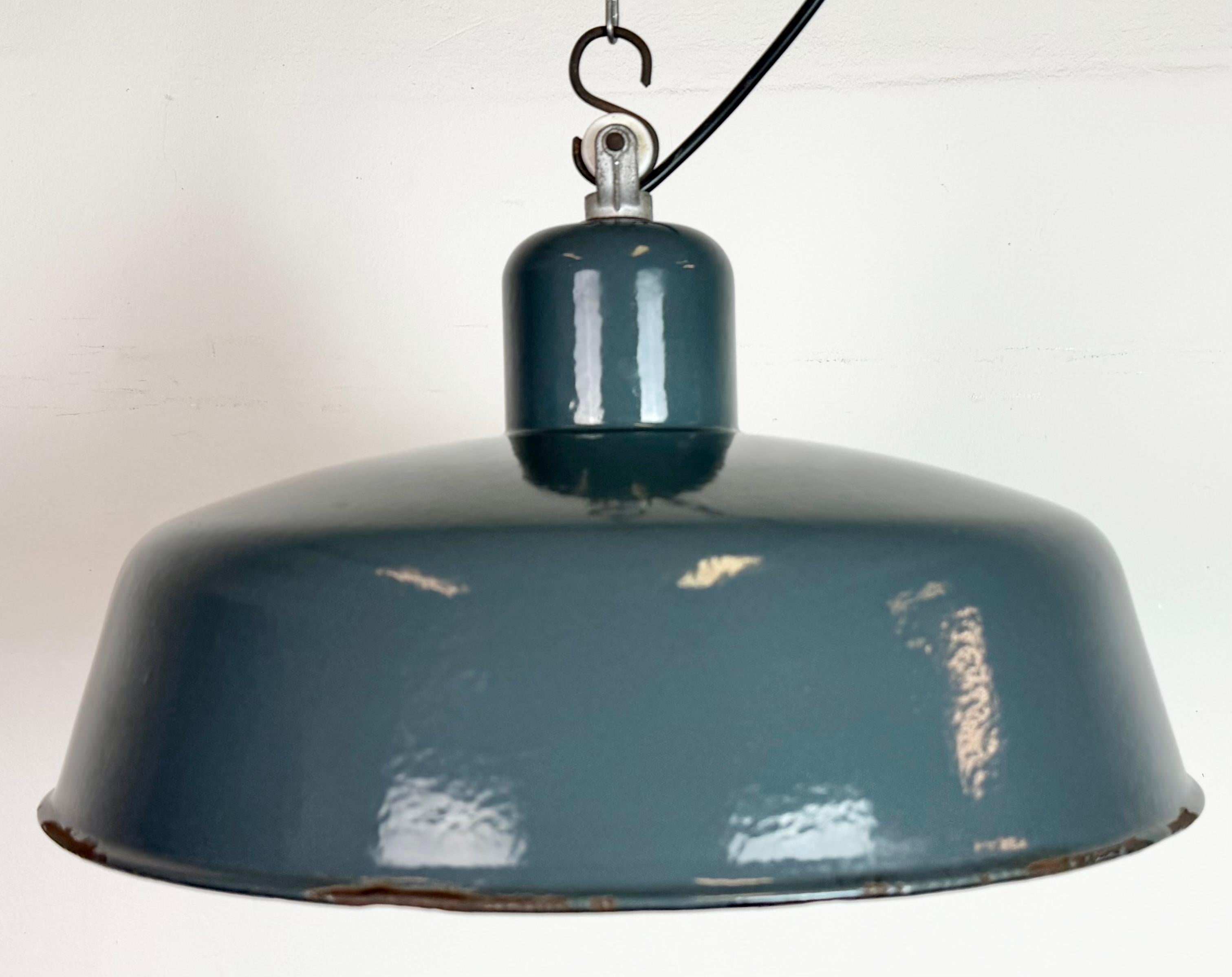 Industriale Lampada a sospensione industriale in smalto grigio di Siemens, anni '1930 in vendita
