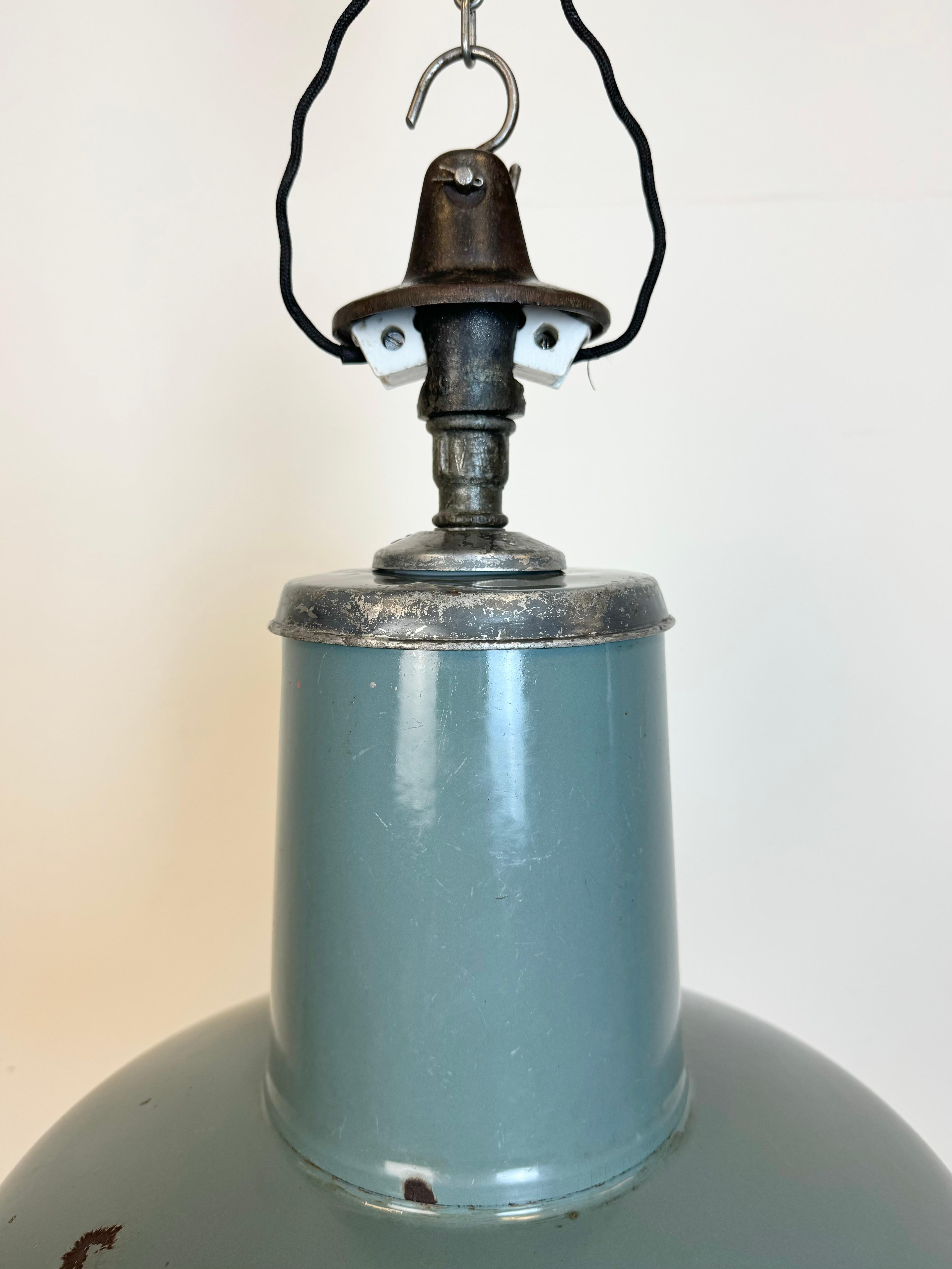 Allemand Lampe suspendue industrielle en émail gris de Siemens, années 1930 en vente