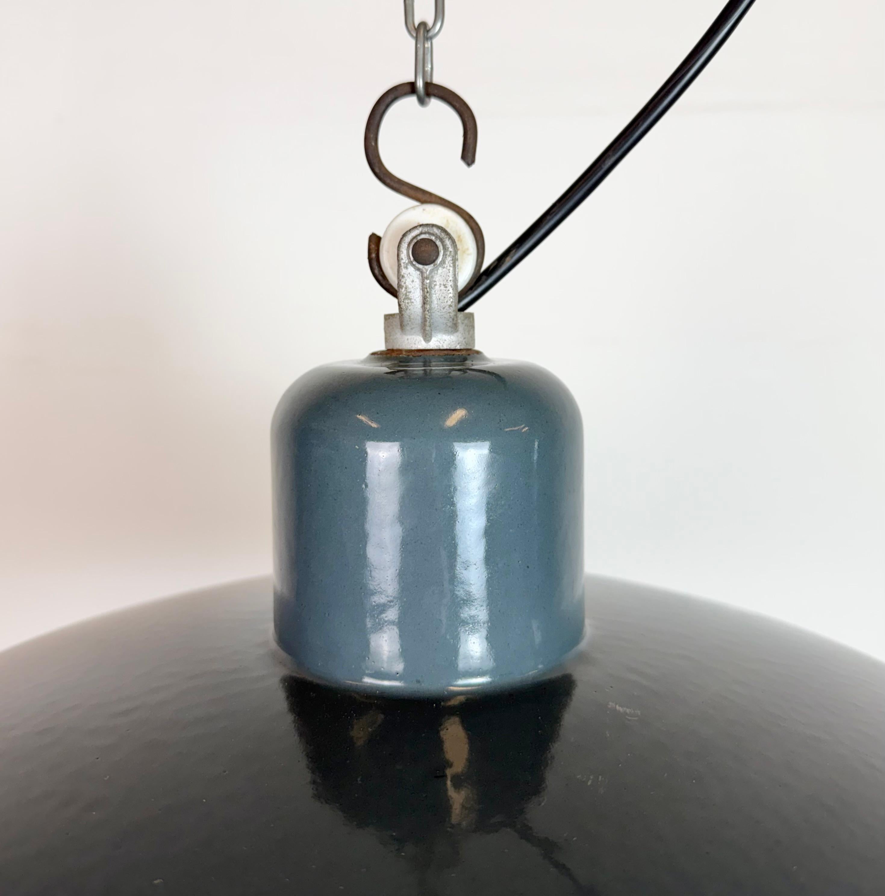 Tedesco Lampada a sospensione industriale in smalto grigio di Siemens, anni '1930 in vendita