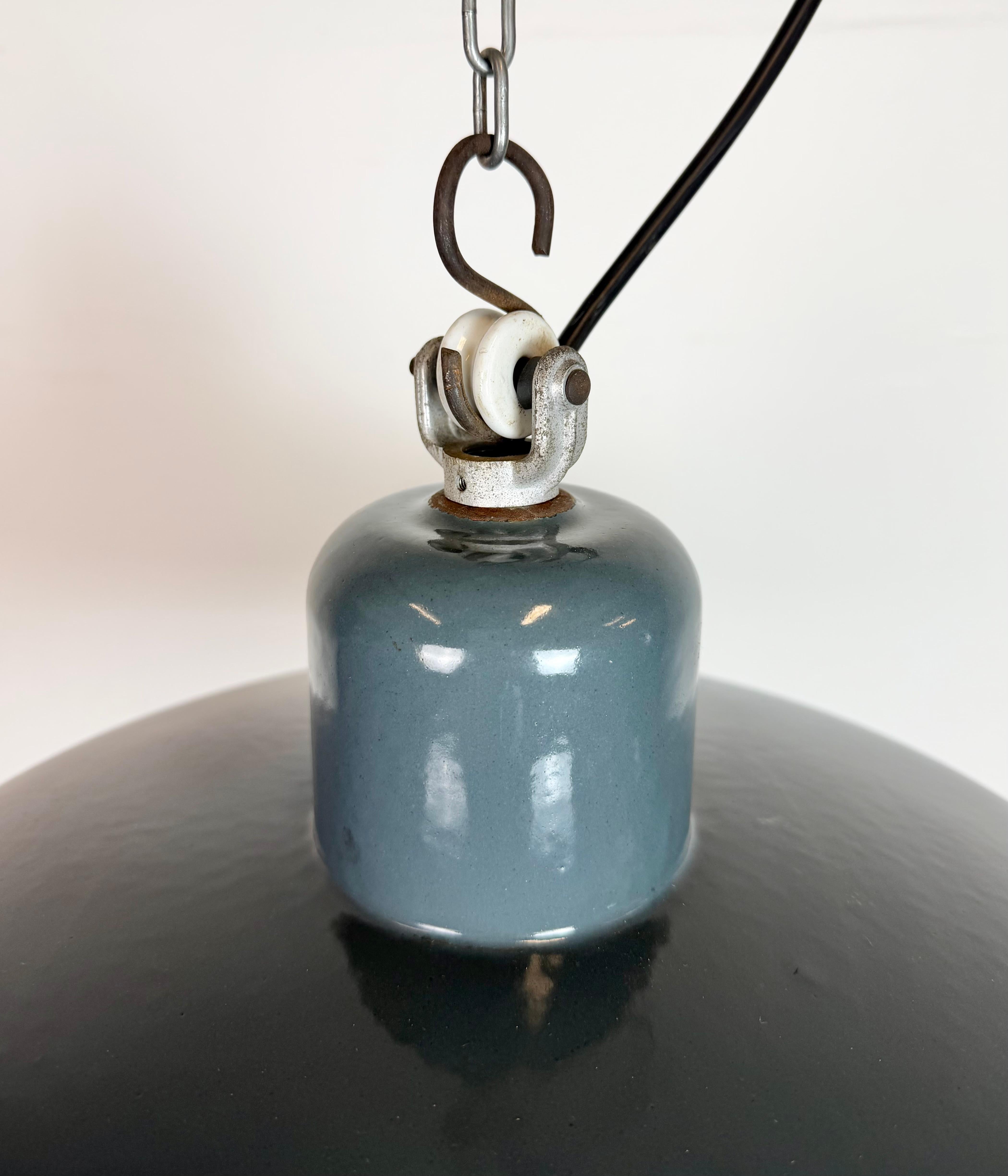 Lampada a sospensione industriale in smalto grigio di Siemens, anni '1930 in vendita 1