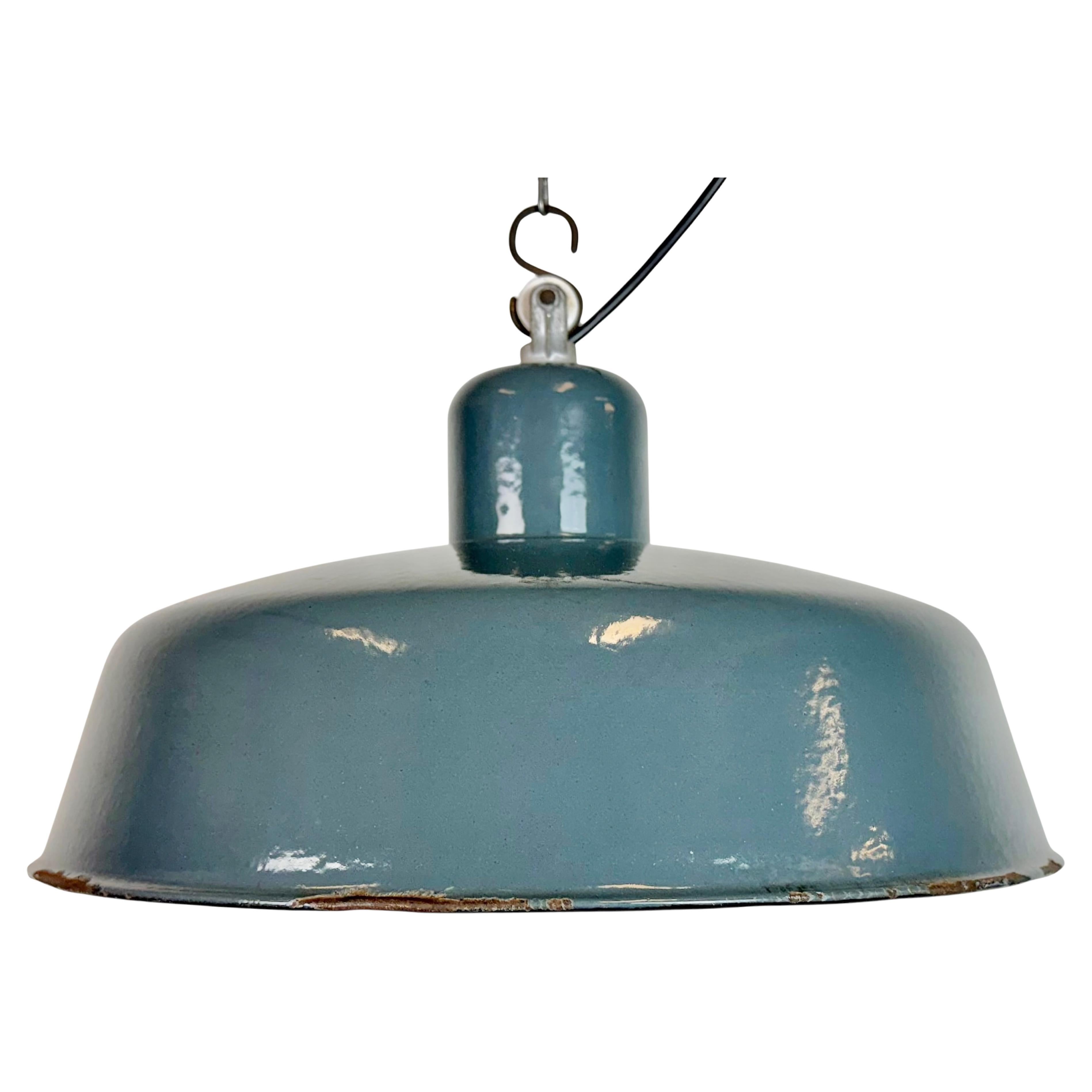 Lampada a sospensione industriale in smalto grigio di Siemens, anni '1930