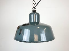 Industrial Grey Enamel Pendant Lamp from Siemens, 1950s