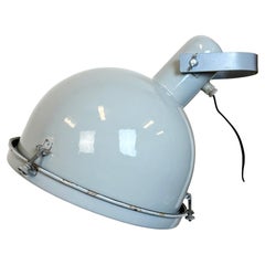 Retro Industrial Grey Enamel Wall Lamp with Glass Cover, 1960s