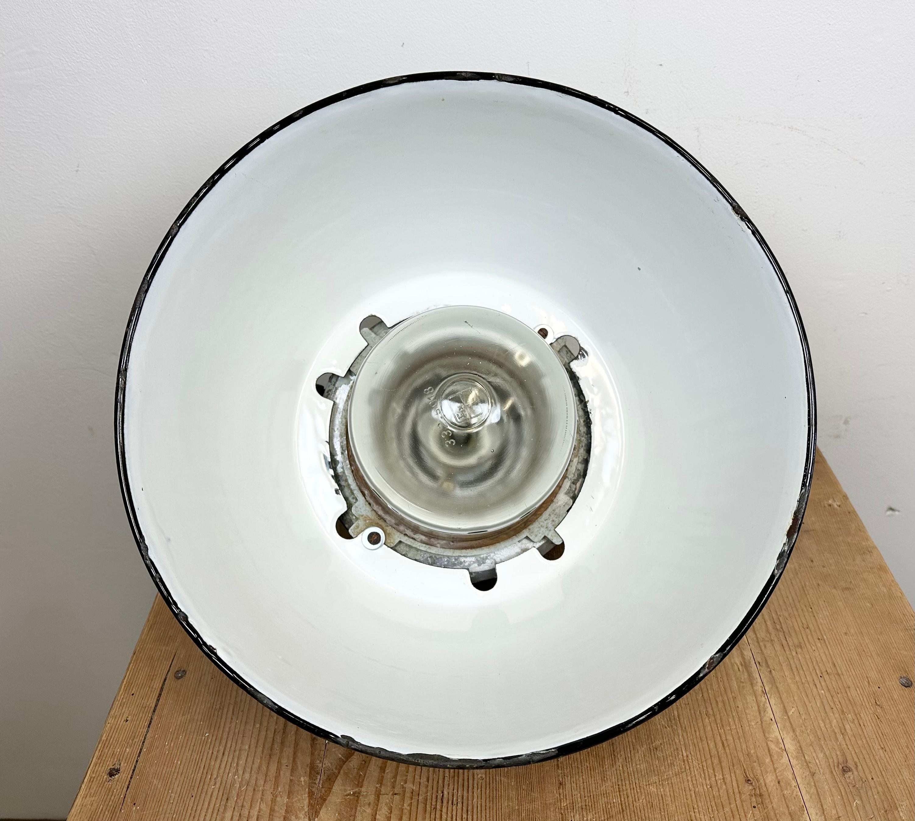 Industrial Grey Explosion Proof Lamp with Black Enameled Shade, 1970s For Sale 7