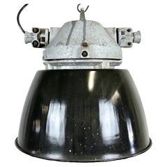 Industrial Grey Explosion Proof Lamp with Black Enameled Shade, 1970s
